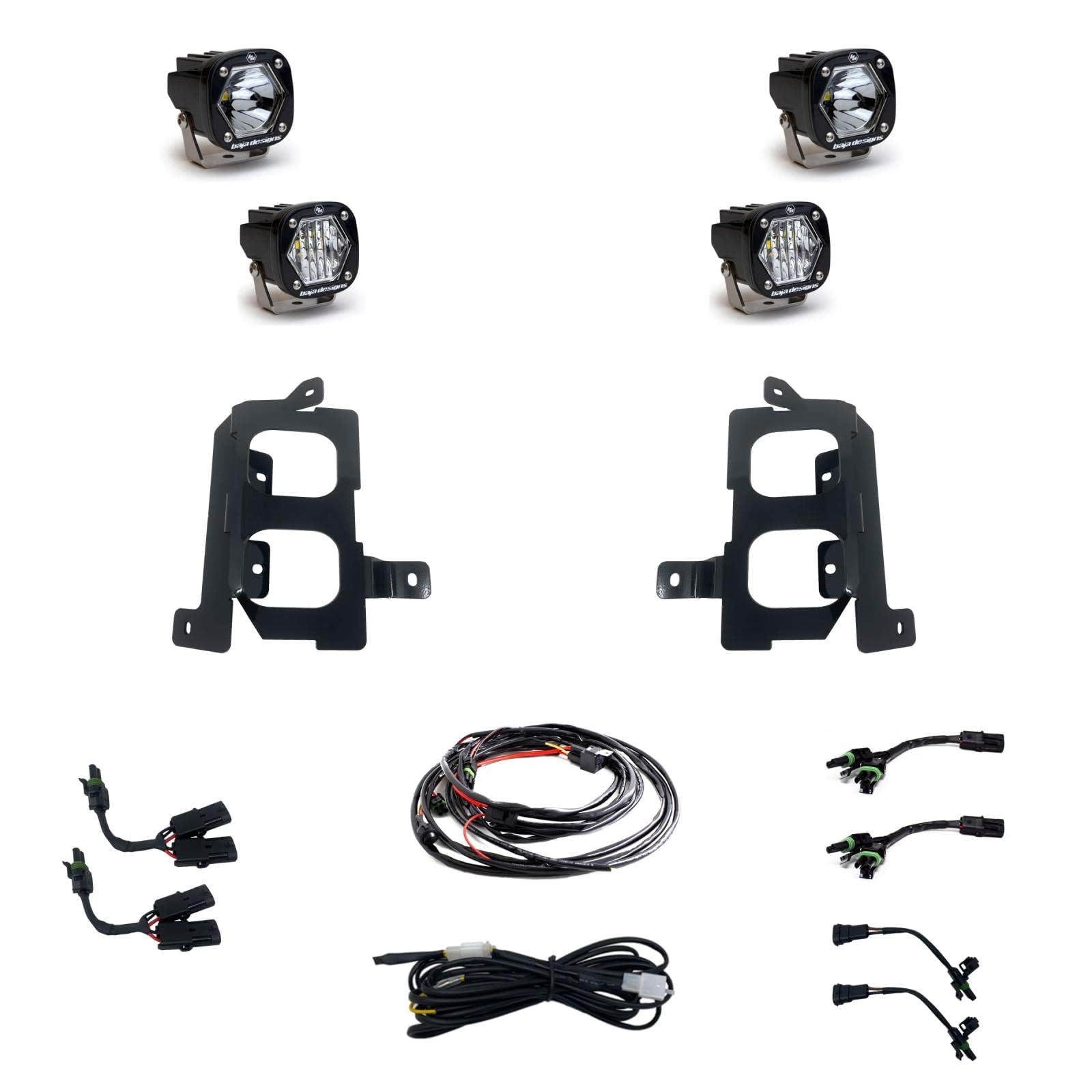 Baja Designs S1 Led Dual Fog Pocket Light Kit For Gmc Sierra 1500 Truck 2019-22 (Wide Cornering/Spot Lens; Clear)