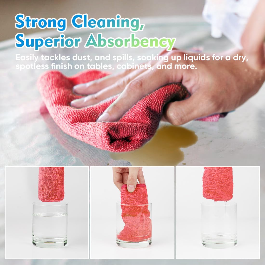 Homexcel Red Microfiber Cleaning Cloth 12 Pack, 12.5 X 12.5 Inch Microfiber Towels For Cars, Ultra Absorbent Car Washing Cloth,