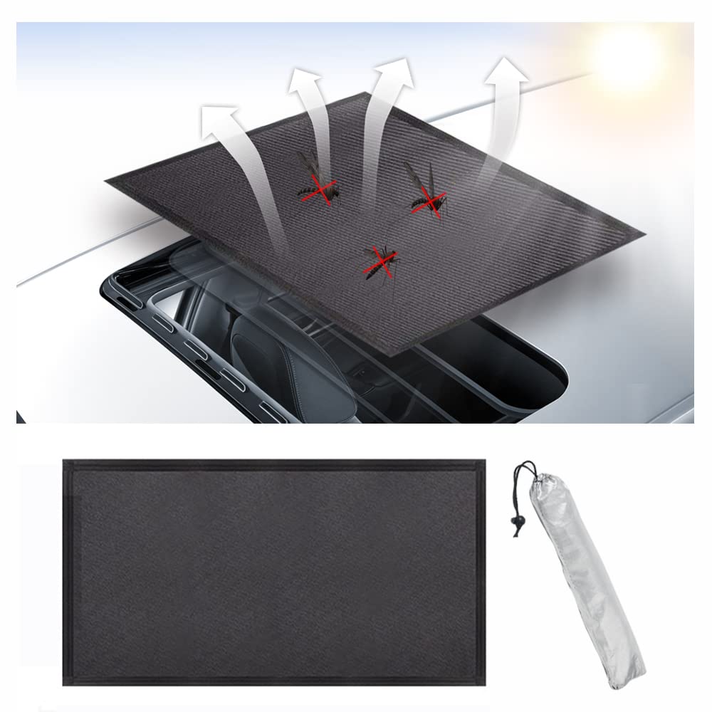 Vargtr Car Sunroof Sunshade,Sun Shade Magnetic Net,Car Roof Cover,Breathable Mesh Magnetic Sunroof Screen,Uv Sun Protection For 