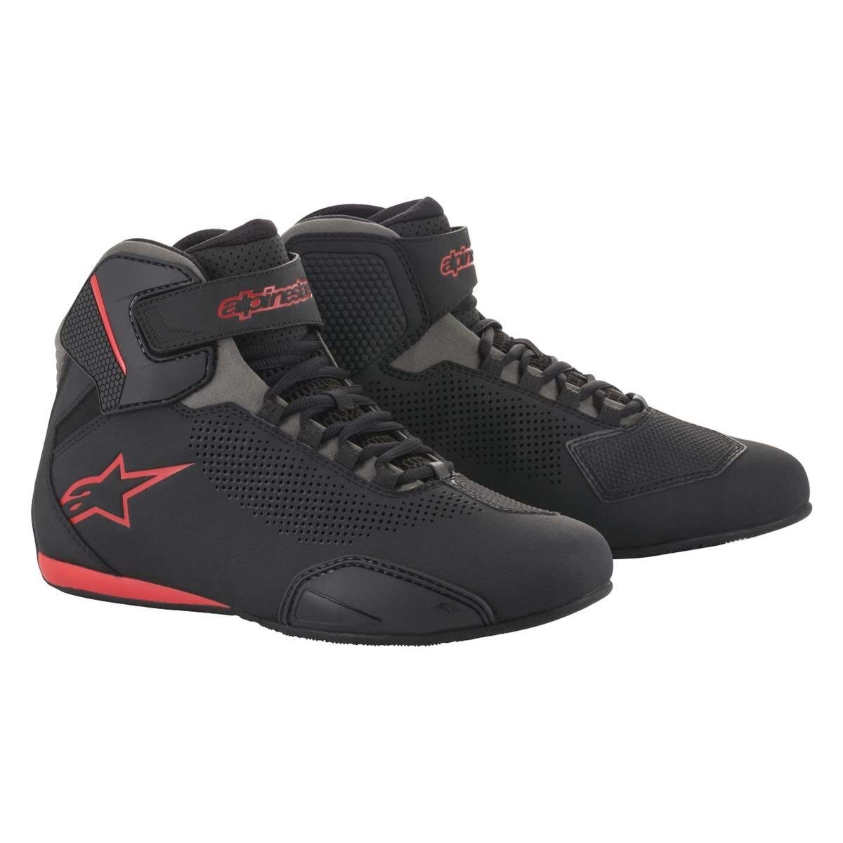 Alpinestars Mens Sektor Vented Street Motorcycle Shoe, Black/Gray/Red, 10.5