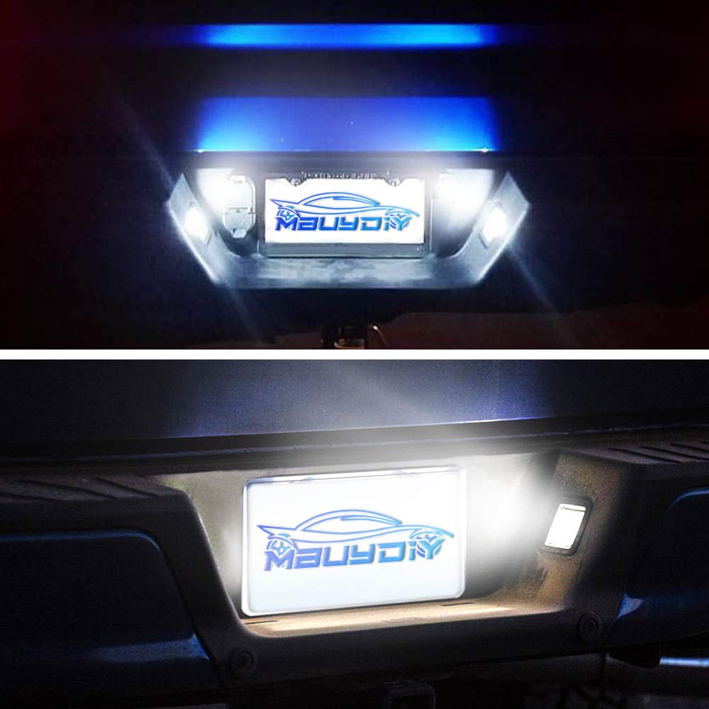 Mbuydiy Led License Plate Light Lamp Assembly Compatible With 2015-2020 F150 17-20 Raptor Smoke Lens 6000K White, Pack Of 2