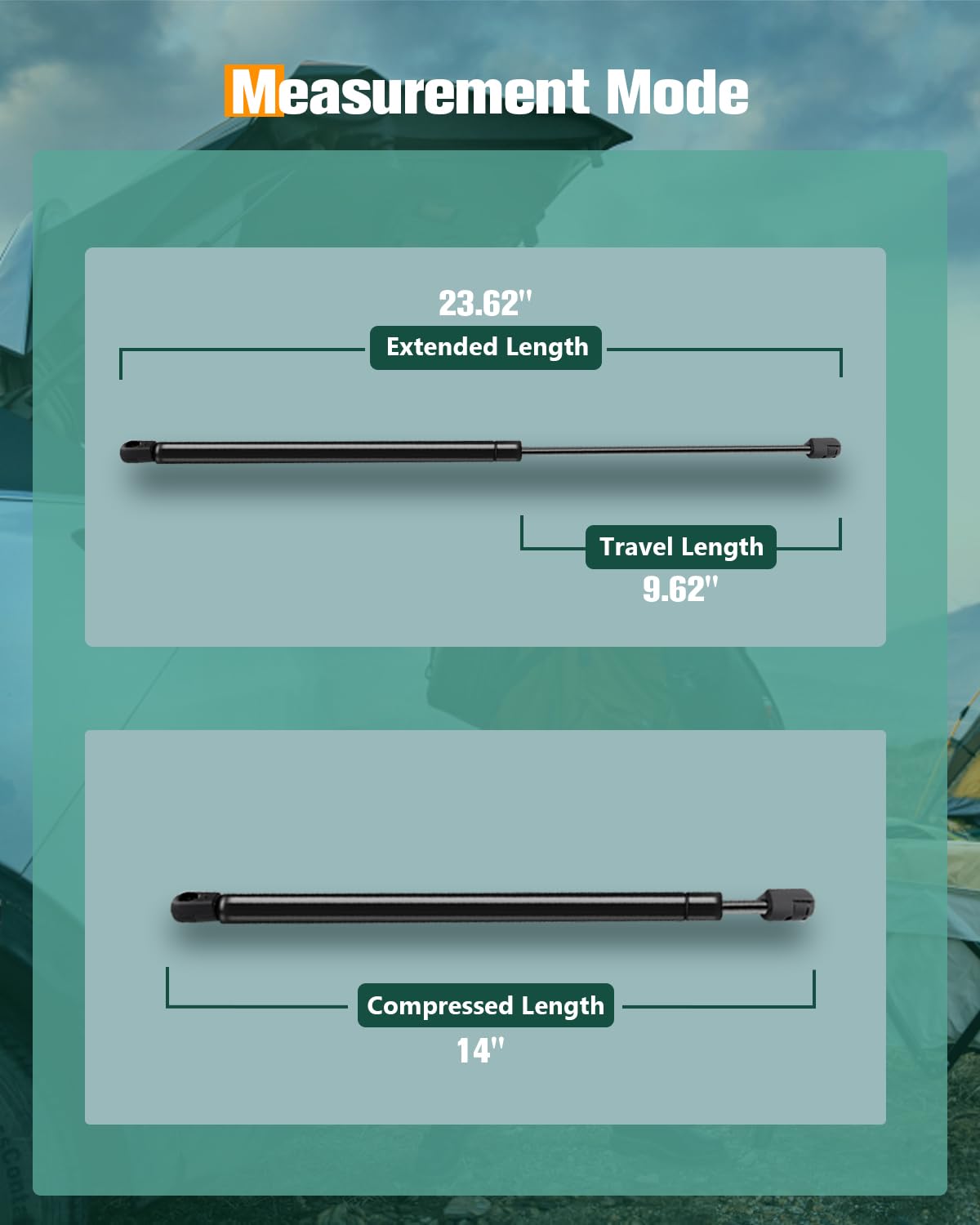 Scitoo 4351 23.62Inch Lift Supports Fit For Volkswagen Type 1 1998-2010 Rear Left And Right Trunk Shock Struts 2Pcs