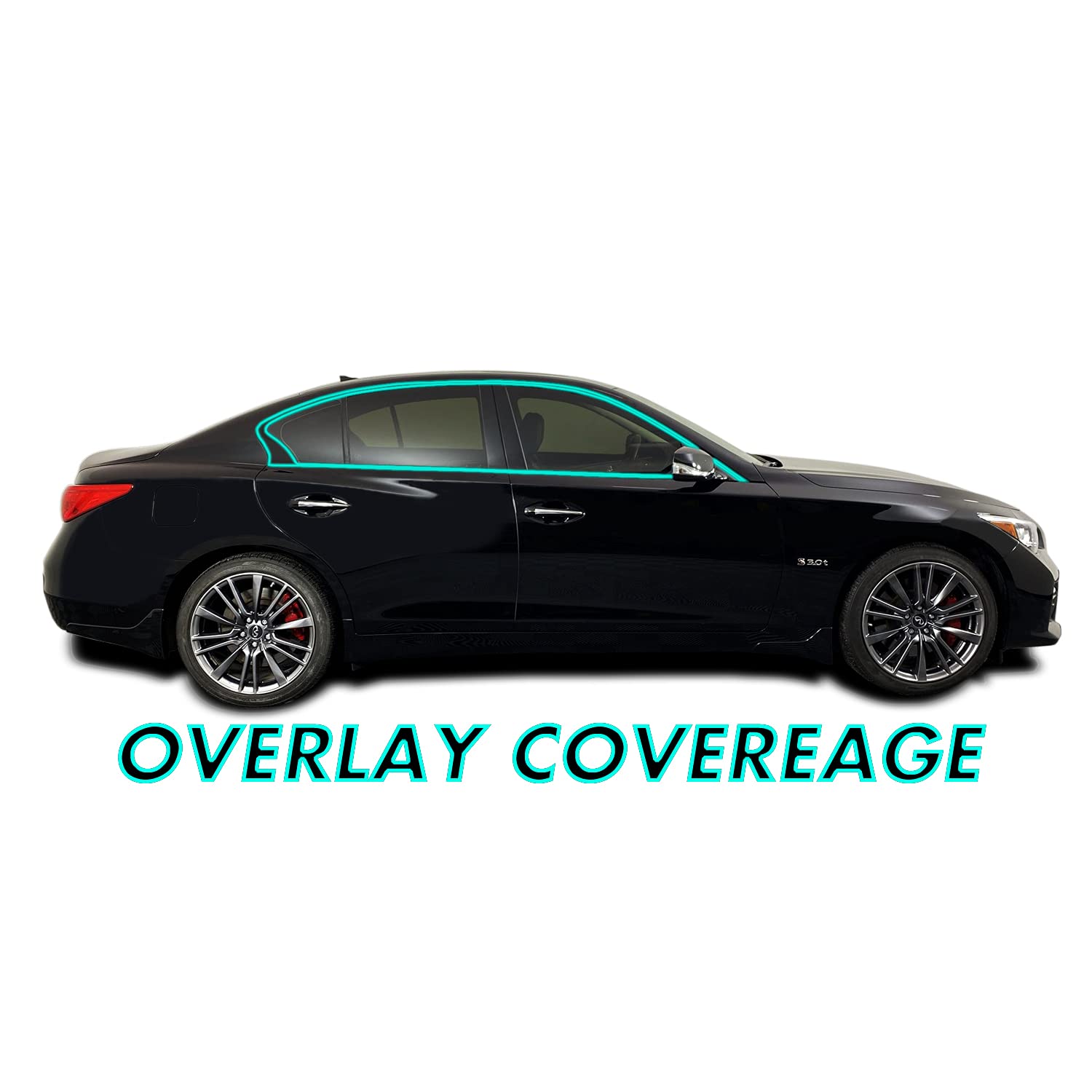 Slickmod Chrome Delete Blackout Vinyl Overlay For 2014-2022 Infiniti Q50 Q50S Sedan Window Trim (Gloss Black)