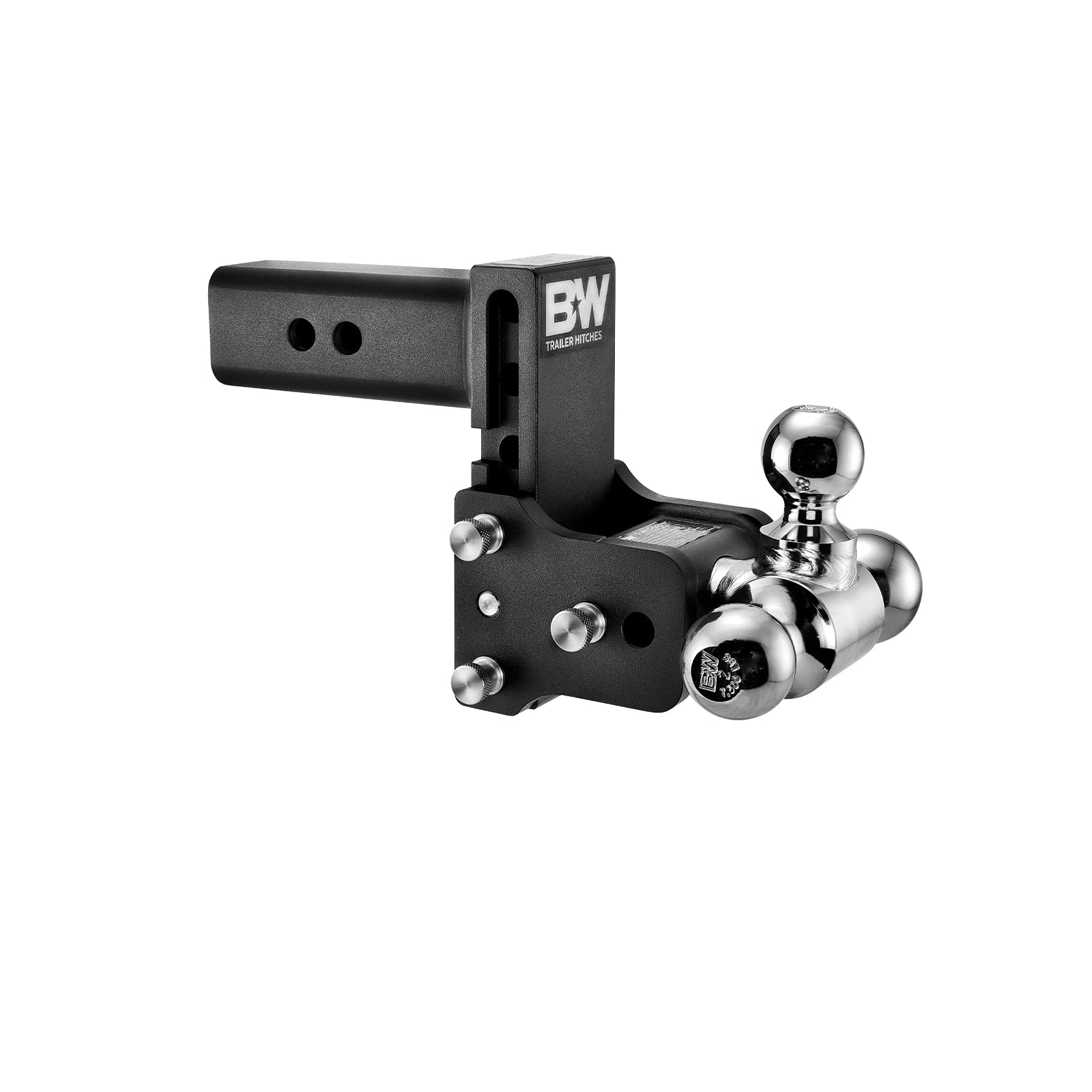 B&W Trailer Hitches Tow & Stow Adjustable Trailer Hitch Ball Mount - Fits 2.5 Receiver, Tri-Ball (1-7/8 x 2 x 2-5/16), 5 Drop, 1