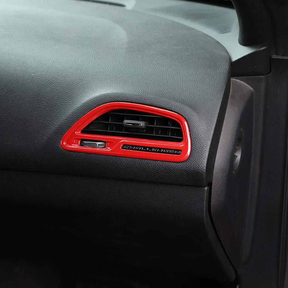 Voodonala For Challenger Center Console Air Condition Outlet Vent Trim Accessories For Dodge Challenger 2015 Up (Red, 4Ps)