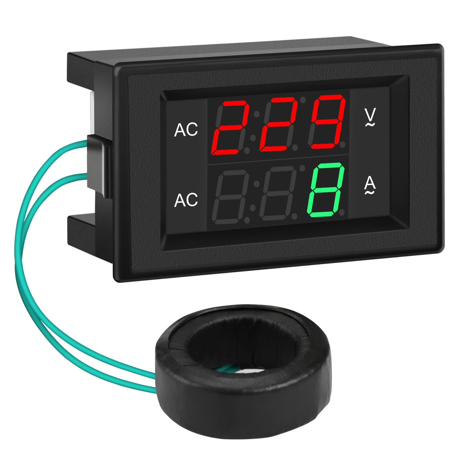 DROK Volt Amp Meter, AC 500V 200A Digital Voltmeter Ammeter Panel, 0.39 Inches LED 2in1 Multimeter, 2-Wire Voltage Amperage Test