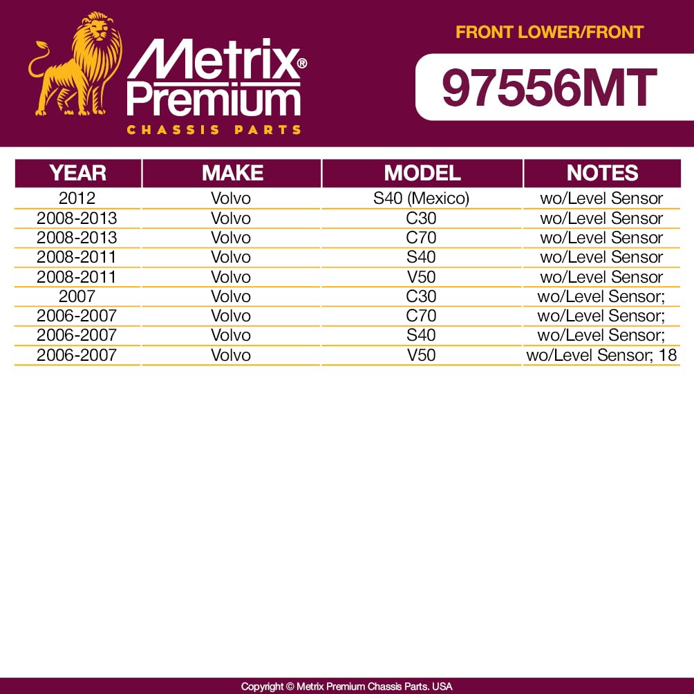 Metrix Premium Chassis Parts - 4 Pc Front Lower Control Arm & Front Sway Bar Stabilizer End Link Kit Fits 07-13 Volvo C30, 06-13