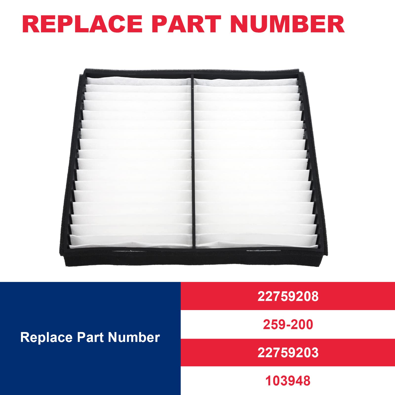 Cabin Air Filter Kit Fits For 2007-2014 Gmc Chevy Silverado Sierra Tahoe Yukon Avalanche Suburban Cadillac Escalade,Replaces# 22759208 259-200 22759203 103948 Cabin Air Filter Retrofit Kit