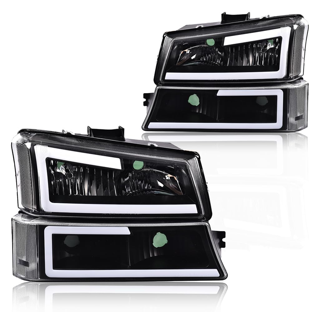 Pit66 Led Headlight Assembly Compatible With Chevy Silverado 2003-2006 Avalanche 1500 2500 03-06(Fit No Cladding Only) Clear Len