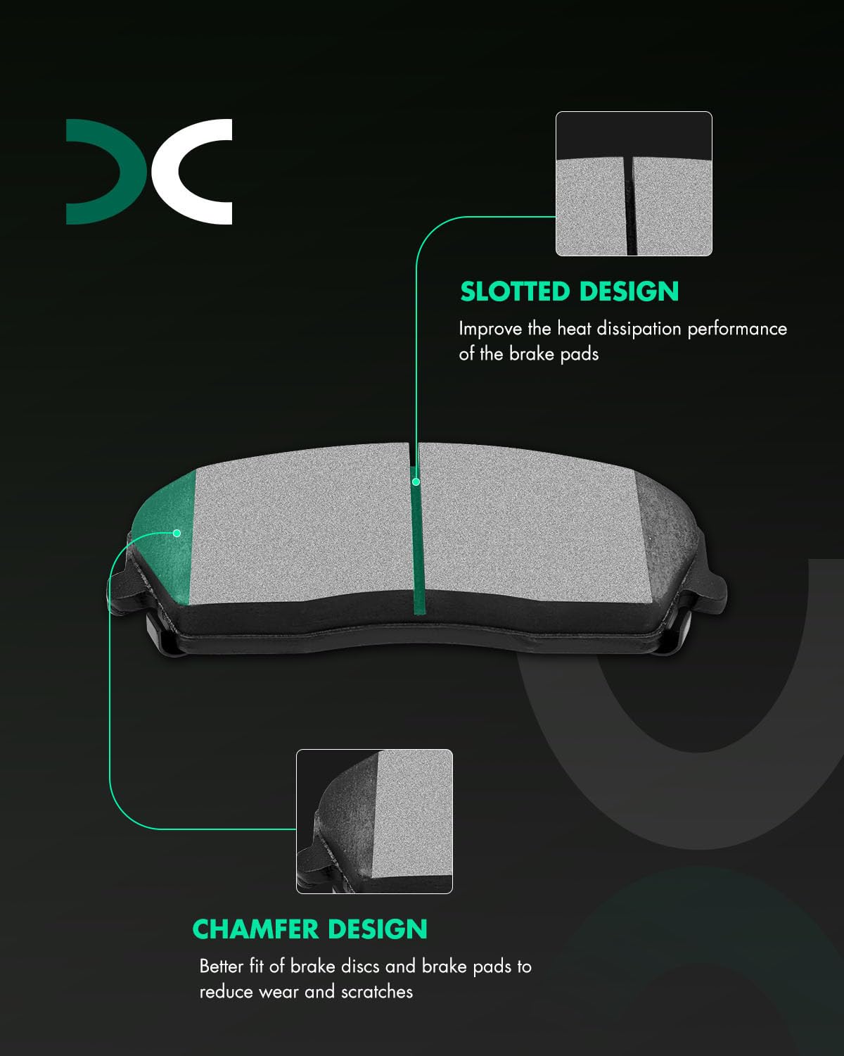 Ceramic Brake Pads Kits,Scitoo 8Pcs Brakes Pads Set Fit For 2005-2019 For Chrysler 300,2009-2019 For Dodge Challenger,2006-2019