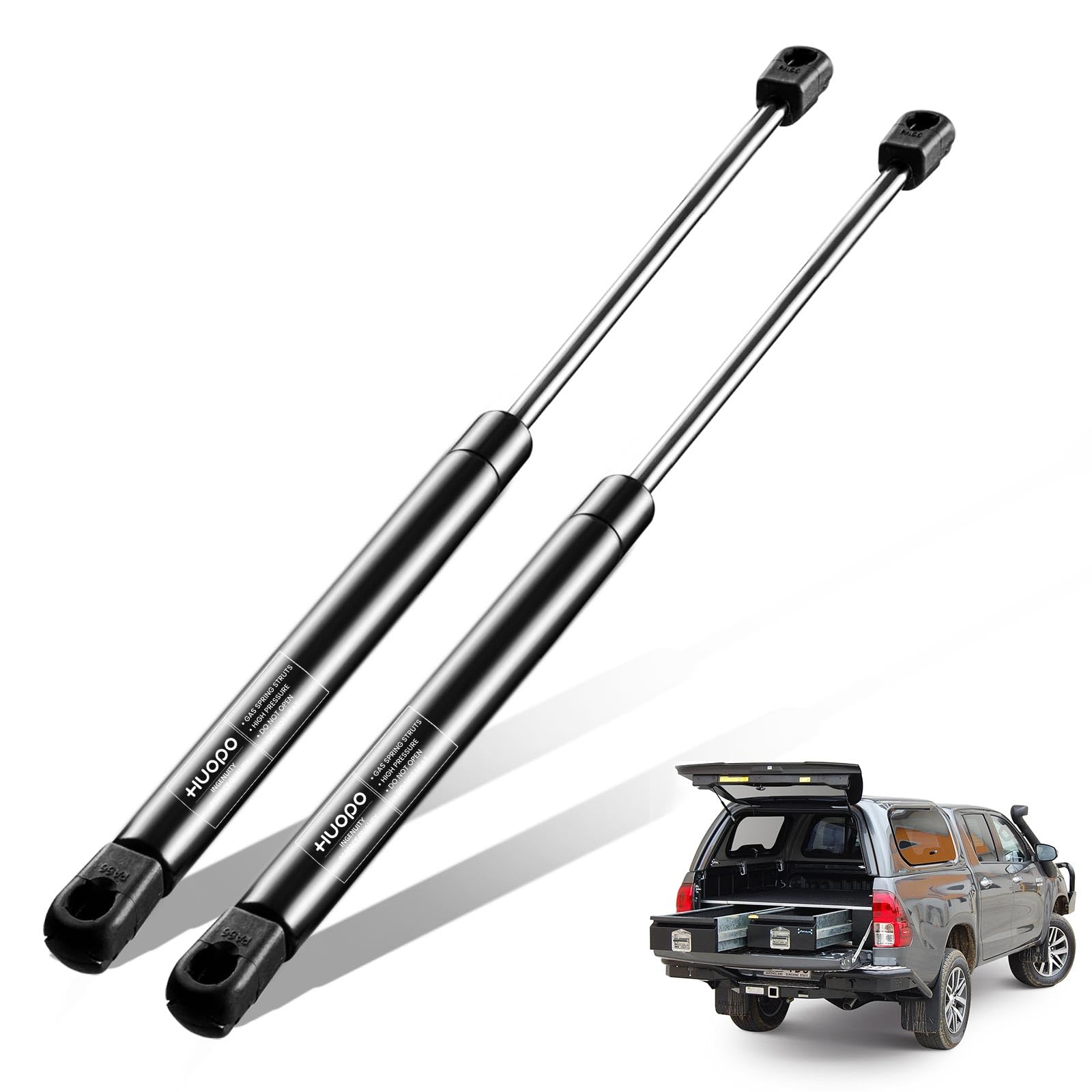 Huopo 18 Inch 60Lb/267N Gas Struts Shocks Spring Lift Support For Leer Camper Shell Topper Rear Windows Door Truck Cap Toolbox C