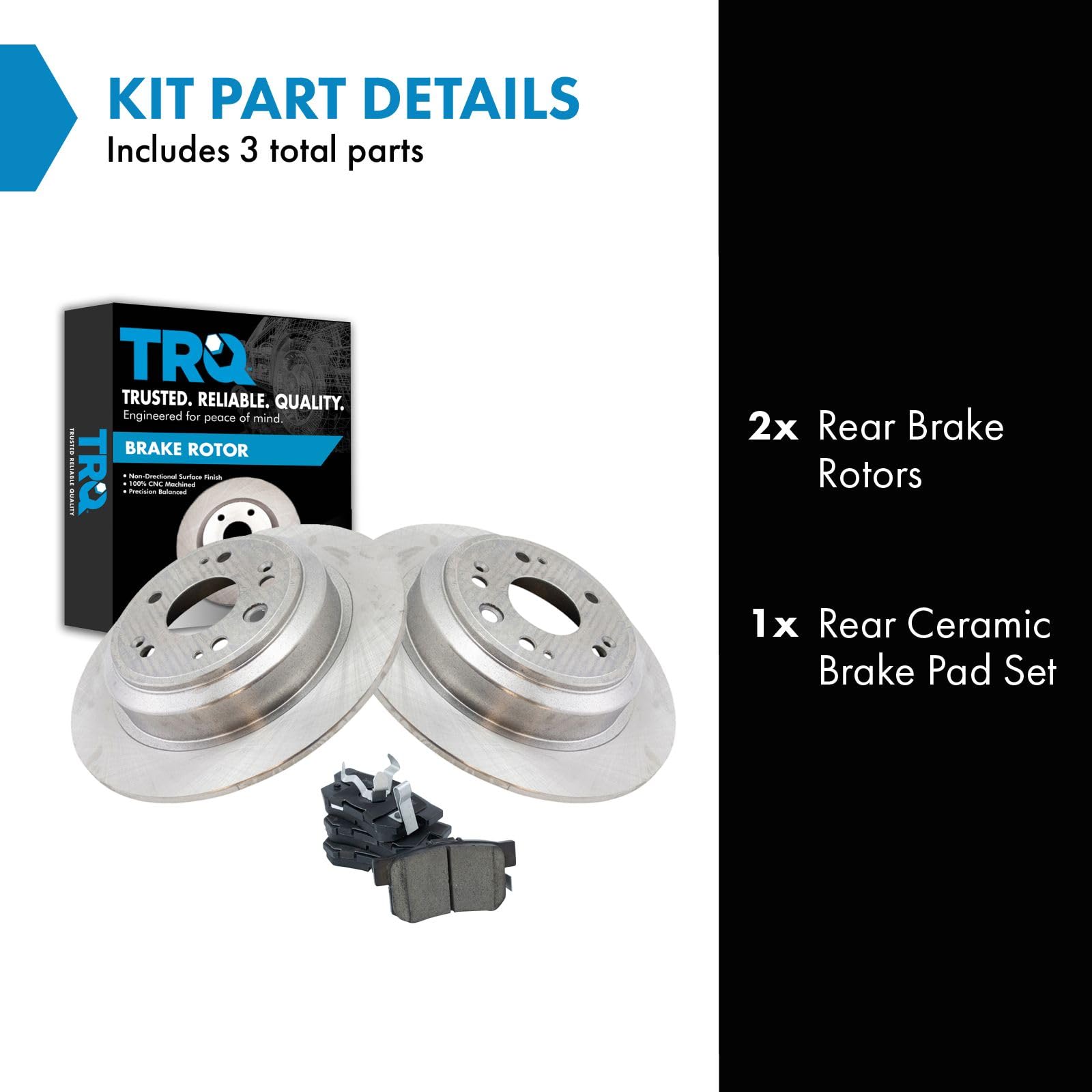 Trq Rear Brake Pad & Rotor Kit Brake Pads Brake Rotor Ceramic Compatible With 2010-2011 Honda Accord Crosstour 2012-2015 Crossto