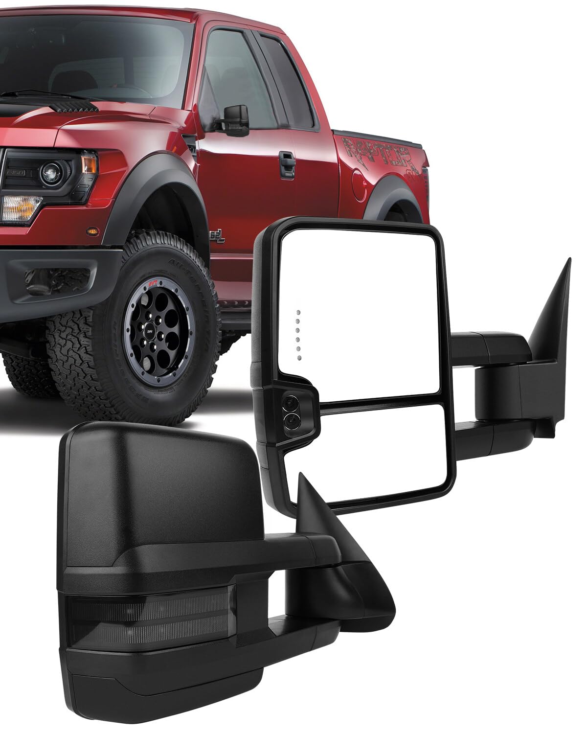ECCPP Towing Mirrors for 1988-98 for Chevy for GMC for C/K 1500 2500 3500 Black Cover Power LED Turn Signal Pickup Mirrors