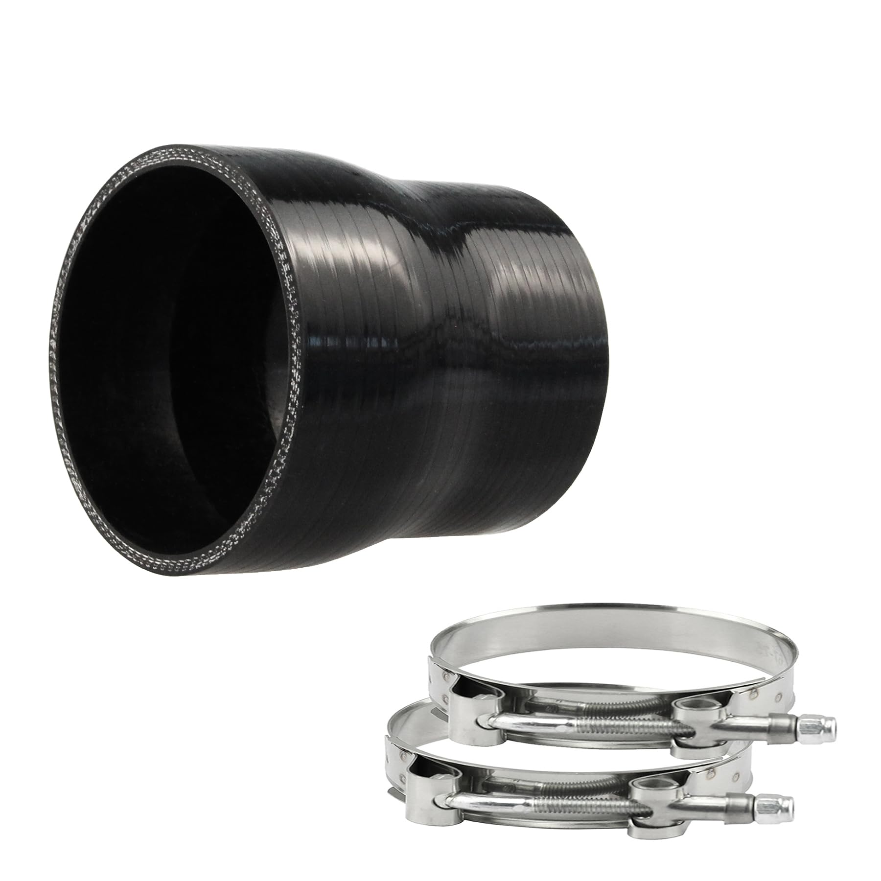 Ucreative 4-Ply Straight Coupler Silicone Hose Id 2.5 Inch To 3.0 Inch (63Mm To 76Mm) With T-Bolt Clamps