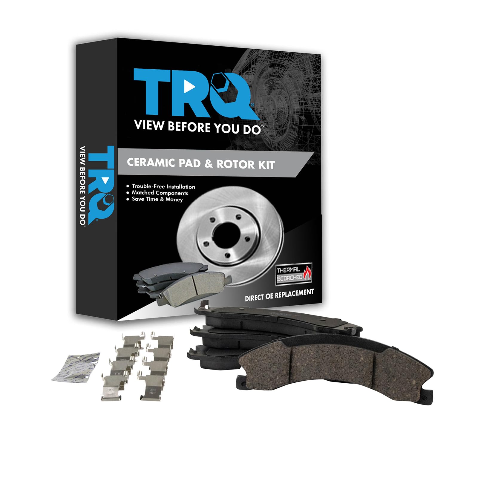 Trq Posi Ceramic Brake Pad Kit For Express 3500, Nv 1500, Savana 3500, Sierra 2500, Silverado 2500, Titan Xd