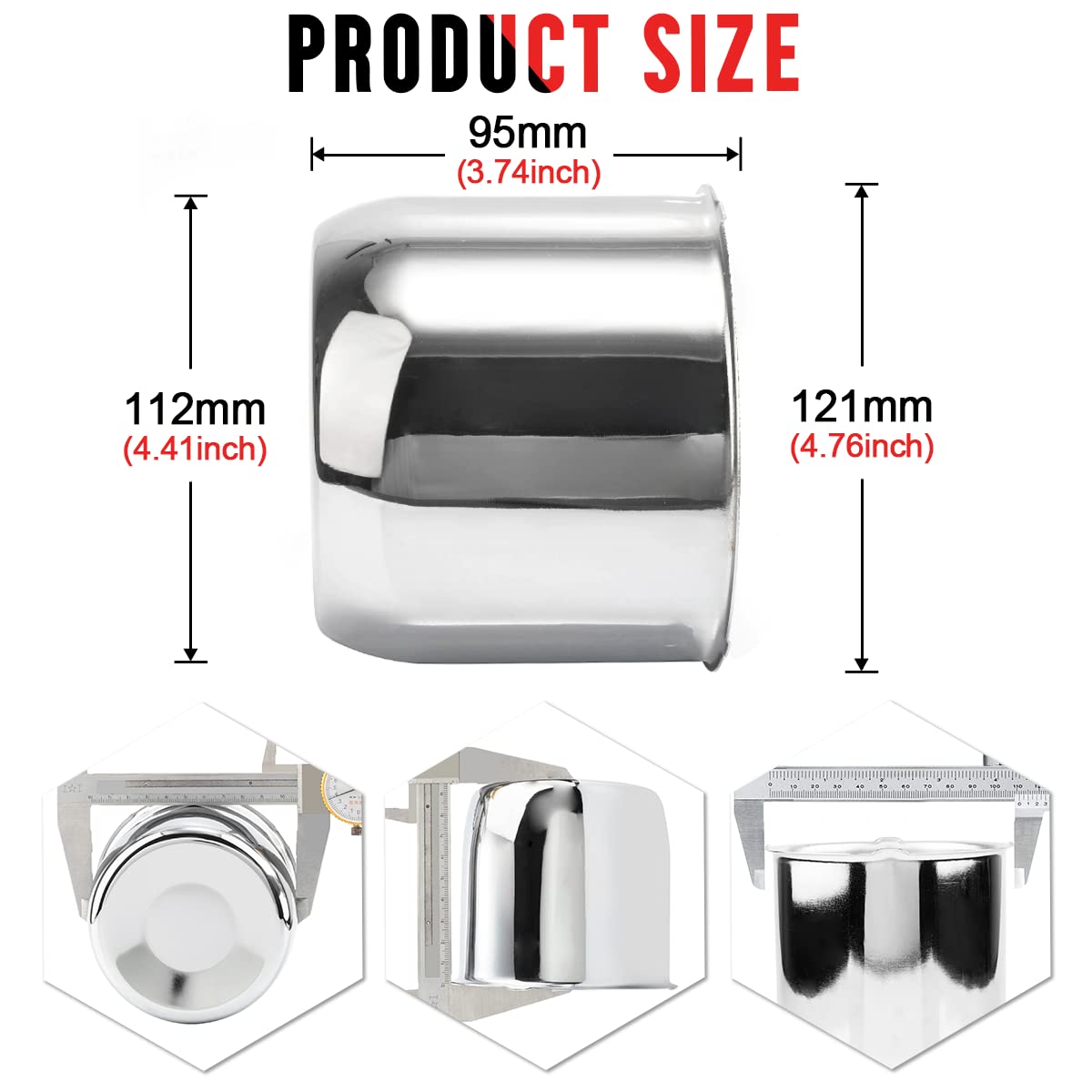 Rtrhinotuning 4Pcs 4.41Inch Push Through Center Caps Chrome For Trailers Trucks Suv Rv Wheel Rims
