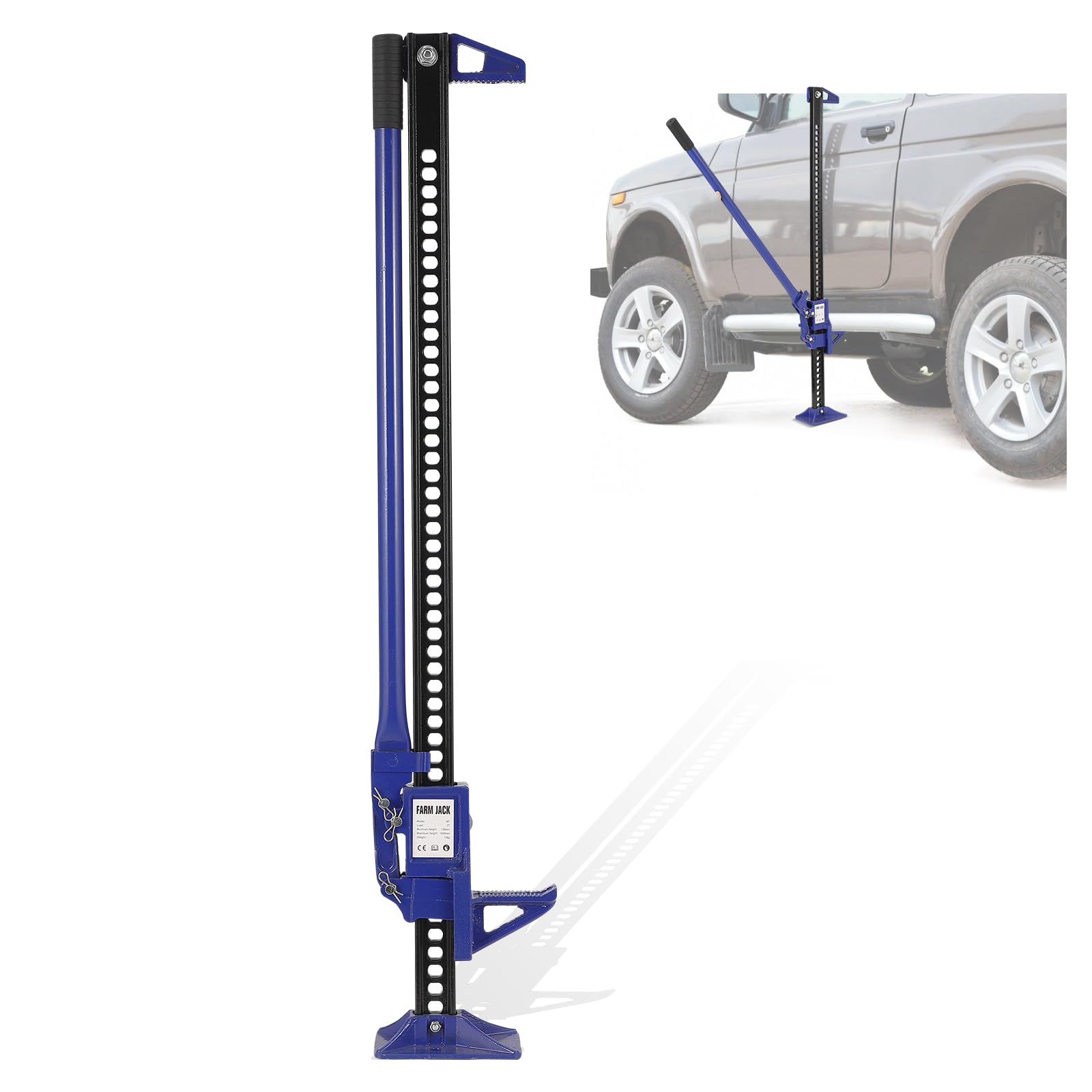 3 Ton Heavy Duty Farm Jack, 48 Utility High Lift Off-Road Jack for Tractors, Trucks & SUVs with Ratcheting Mechanism, Blue