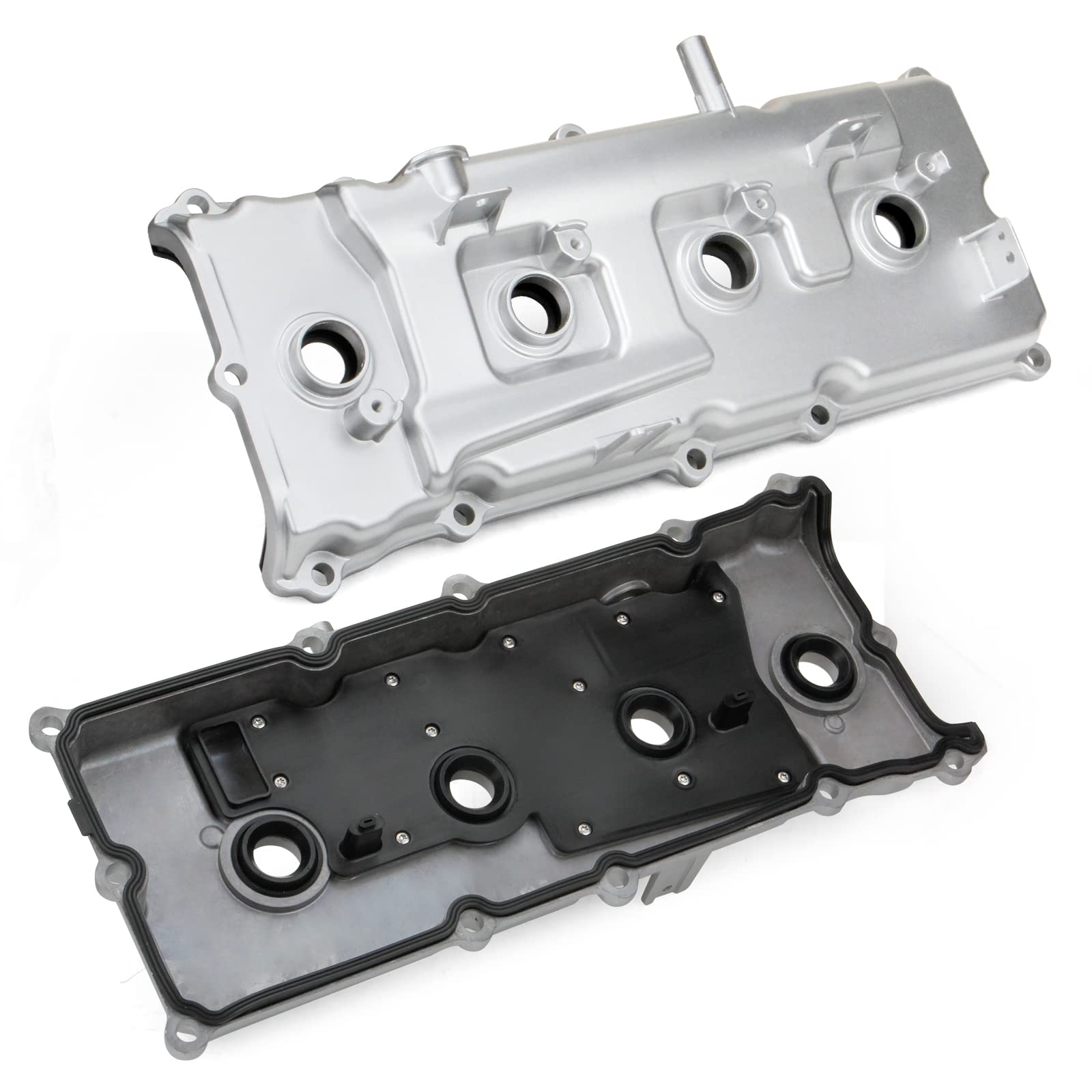 MITZONE Aluminum Valve Covers Kit for Nissan Armada/Pathfinder/Titan NV3500 QX56 5.6L - Upgrade Silver Finish, Compatible Parts #13264-ZE01A/ZE