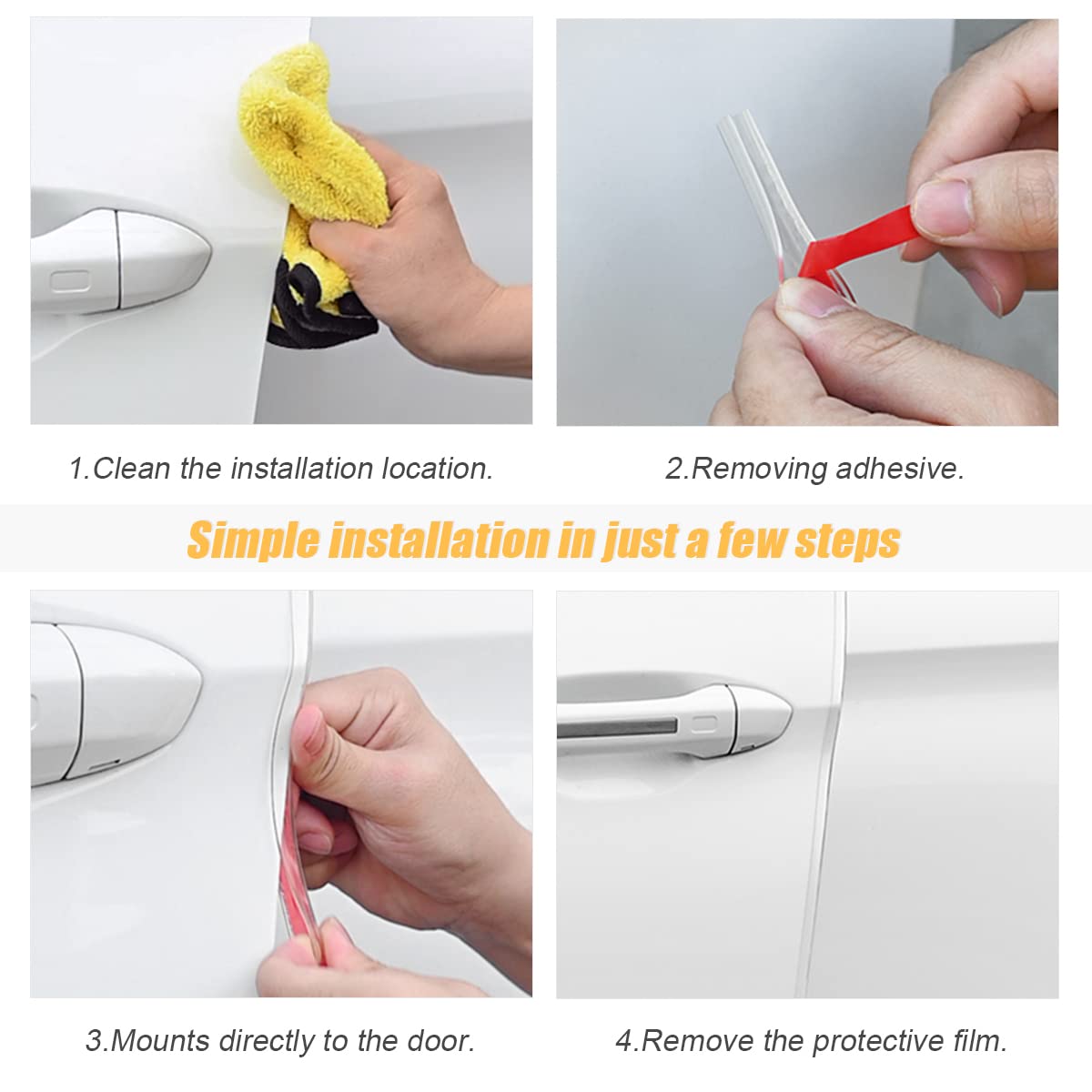 Car Door Edge Guards, 16Ft Pvc U Shape Sealed Door Edge Protection, Anti-Collision Protector Strips Guards, Clear Anti-Scratch T