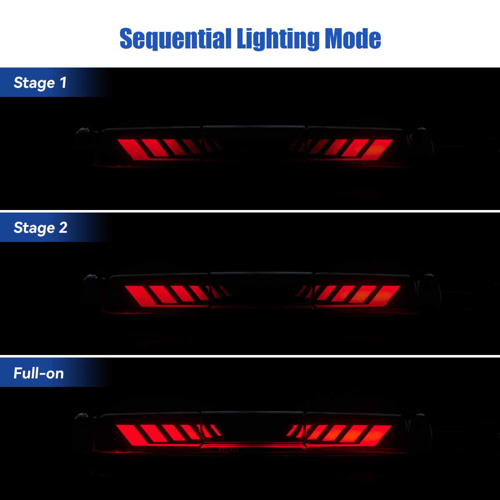 CMVT Auto LED Third Brake Light for 99-07 Chevy Silverado/GMC Sierra, TIME TUNNEL Sequential High Mount Stop Lamp