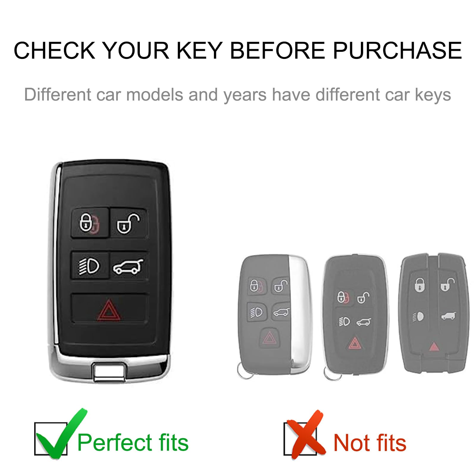 Cacarlike For Land Rover Key Fob Cover With Leather Lanyard, Car Key Fob Case Compatible With 2018-2023 Land Rover Range Rover E