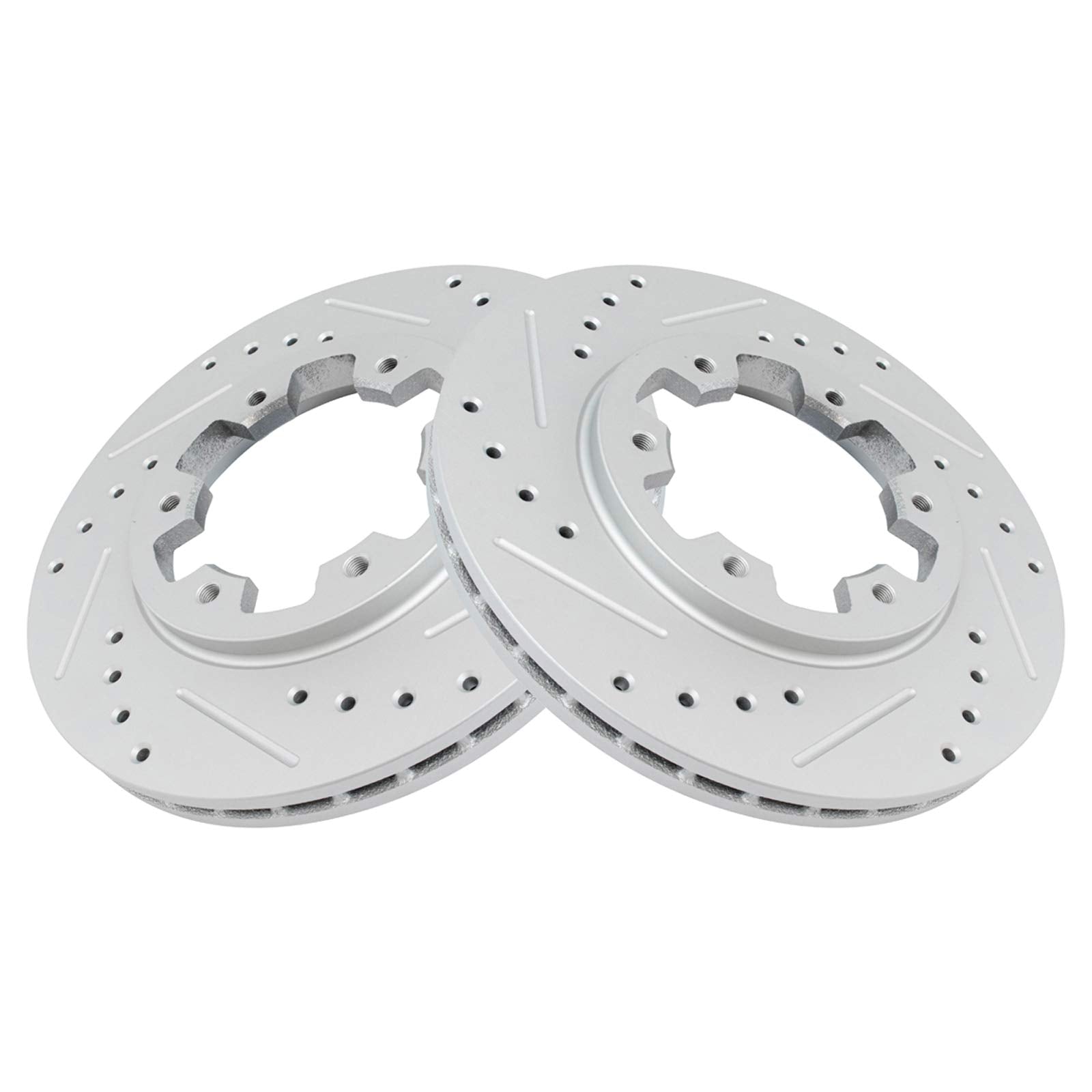 Trq Front Performance Brake Rotors Set Premium G-Coated Cross Drilled & Slotted Compatible With 1986-1994 Nissan D21 1999-2002 F