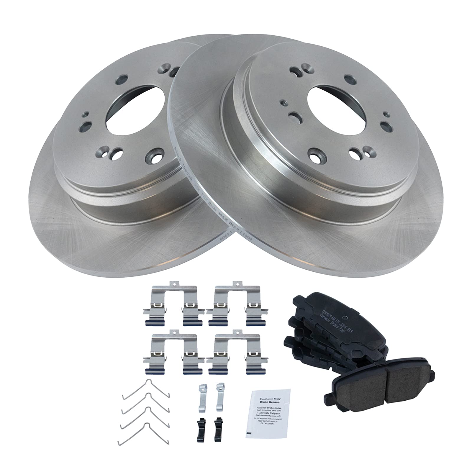 TRQ Rear Brake Pad & Rotor Kit Brake Pads Brake Rotor Ceramic Compatible with 2007-2013 Acura MDX 2010-2013 ZDX 2011-2017 Honda 