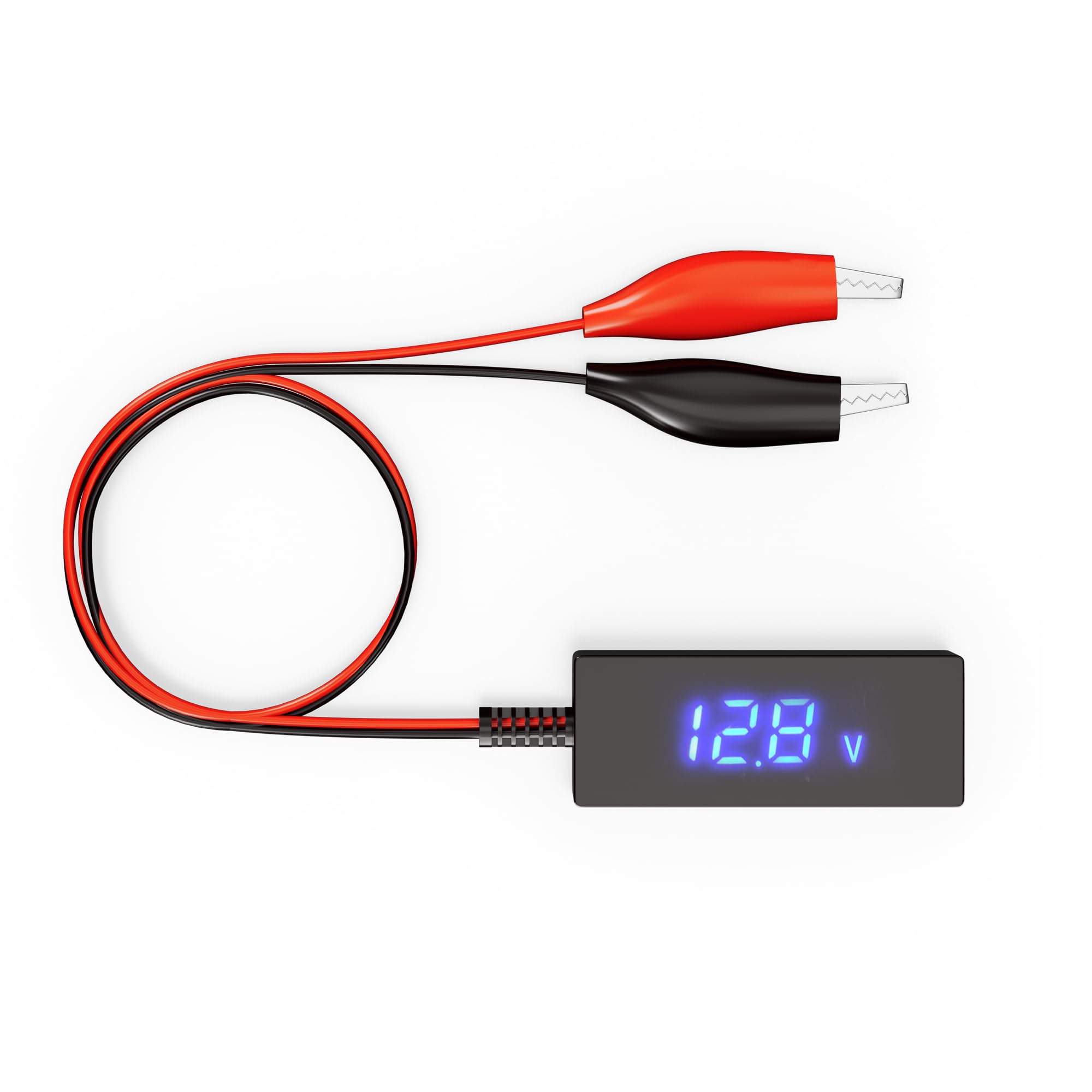 SUNAPEX Digital Battery Voltage Tester - Battery Voltmeter with LCD Display and Alligator Clips - 6V 12V 24V 48V Battery Checker