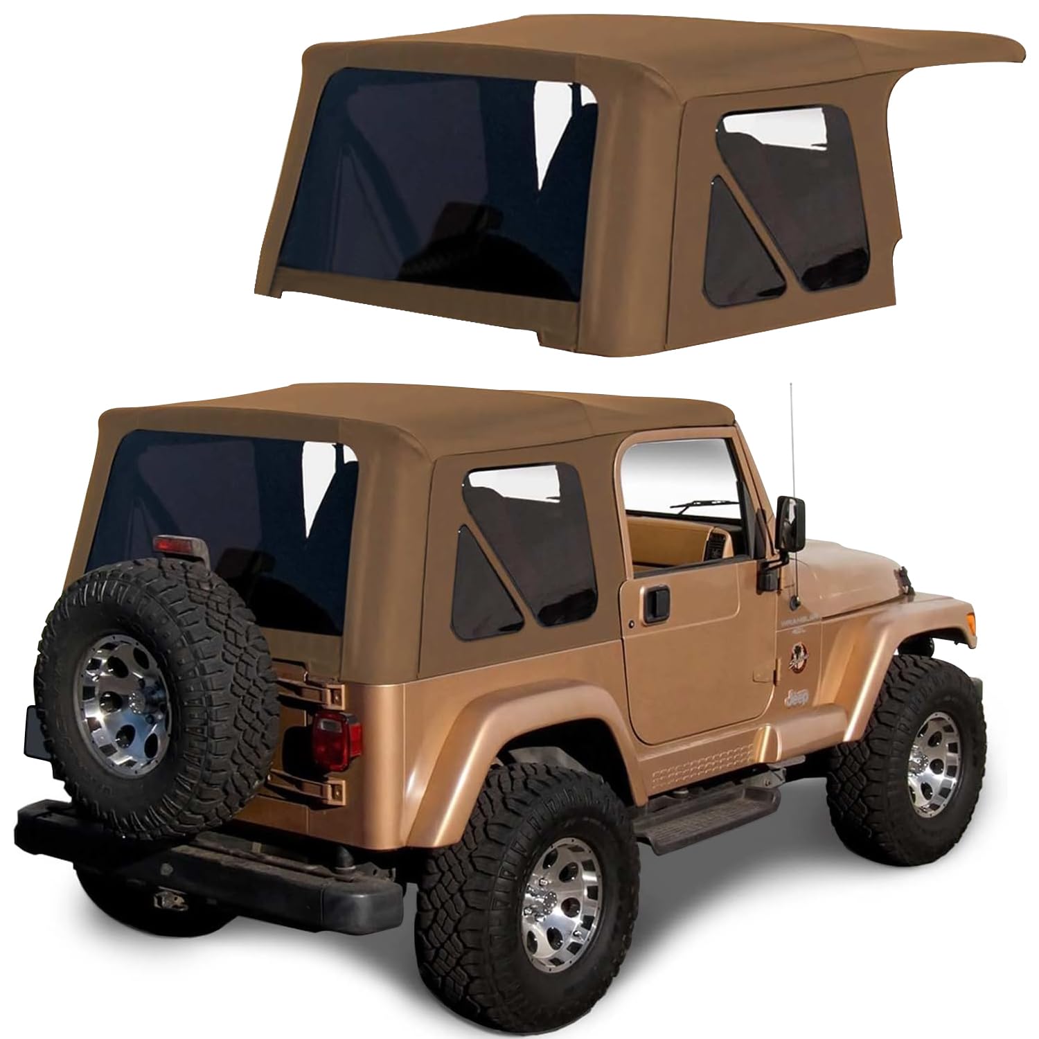 Sierra Offroad Soft Top For 1997 To 2006 Jeep Wrangler Tj - Spice, Sailcloth Vinyl - 2 Door Jeep Soft Top With Rear Plastic Tint