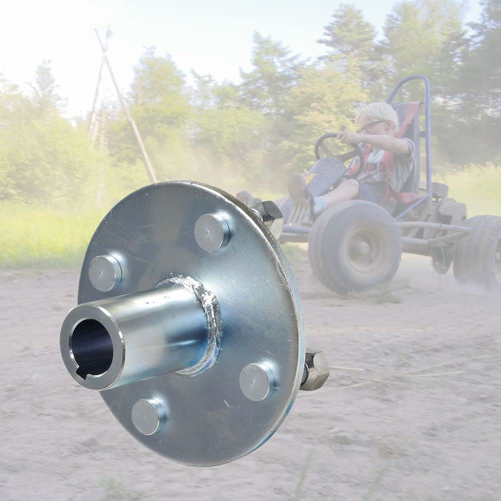 Alveytech 4'' X 4'' Go-Kart Live Axle Hub With 1'' To 3/4'' Step-Down - 1/4'' Keyed Shaft, 8 Inch Rear Front Wheel, X4 Lug Set K