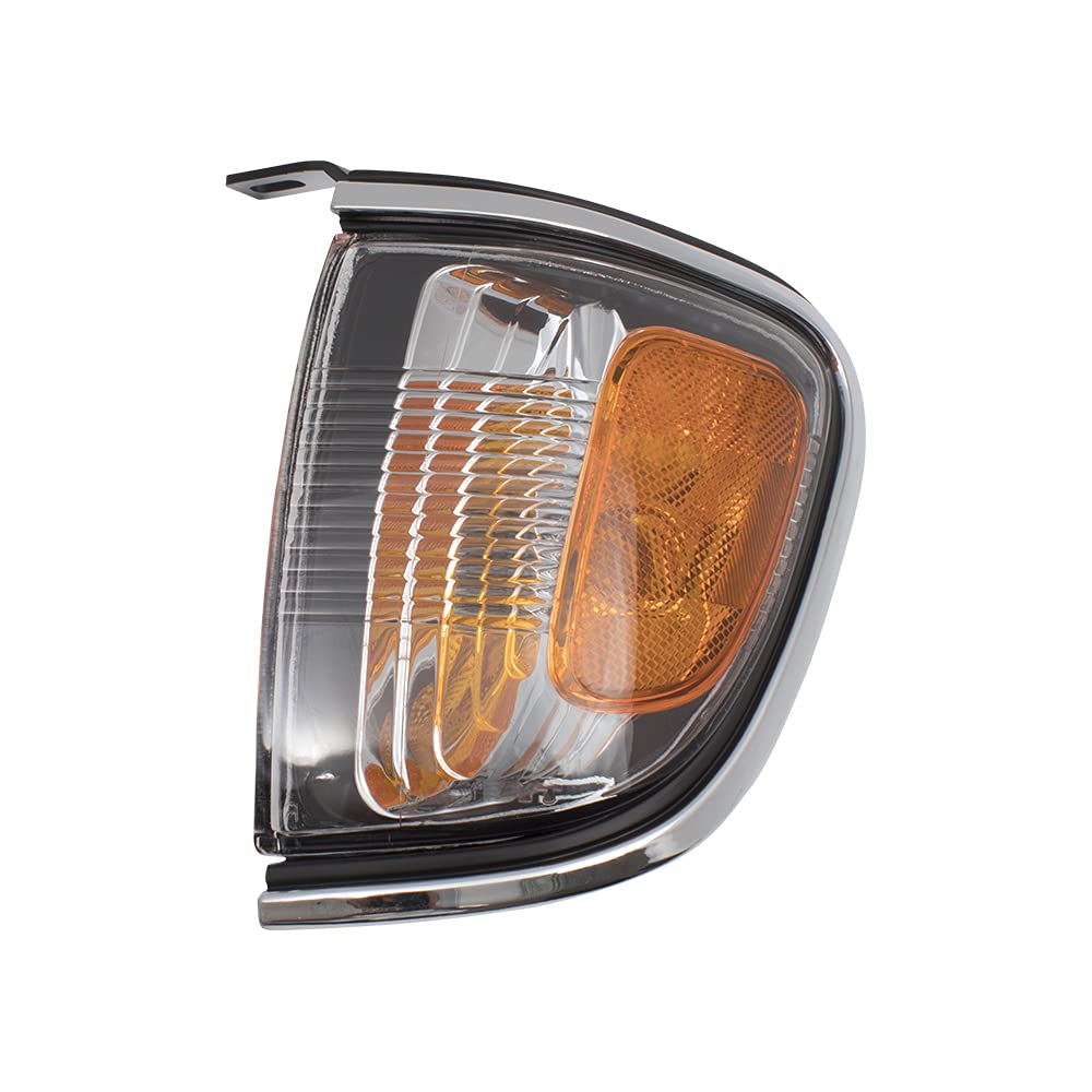 Brock Replacement Drivers Park Signal Corner Marker Light Lamp W/Chrome Trim Compatible With 2001-2004 Tacoma Pickup Truck 81620