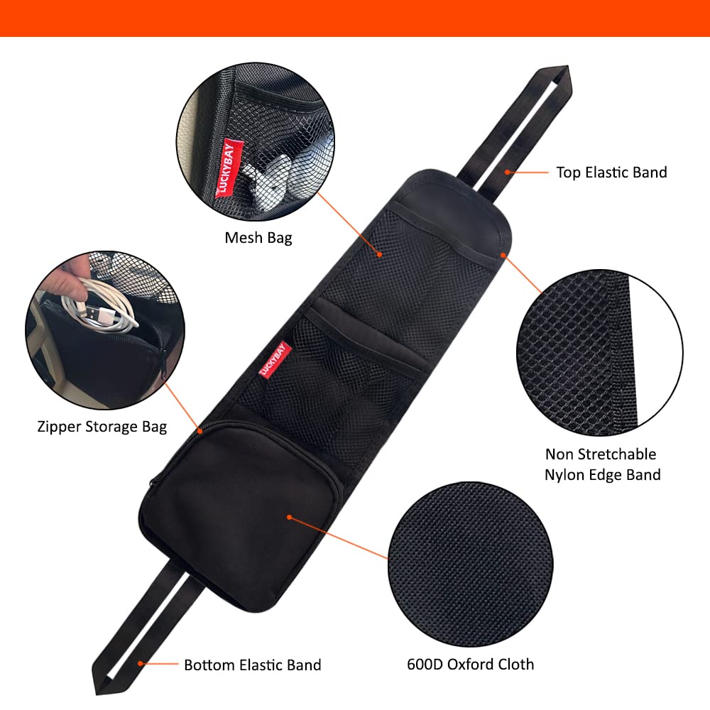 Luckybay Car Seat Side Organizer, Auto Seat Storage Hanging Bag, Phones, Drink, Stuff Holder With Mesh Pocket For Cars, Suv & Tr