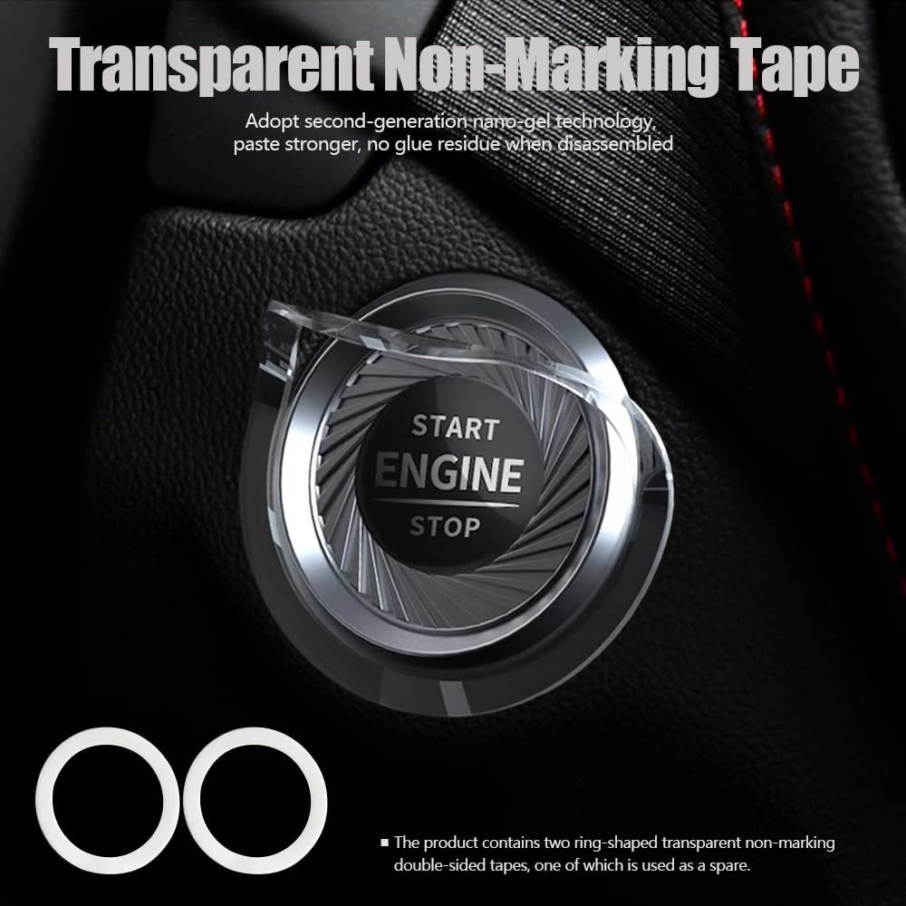 Tybasthe Rotary Push Start Button Cover, Evil Smiley Car Accessories Engine Start Stop Button Cover, Car Stickers Interior Decor, Motorcycle Ignition Key Switch Cover, Black
