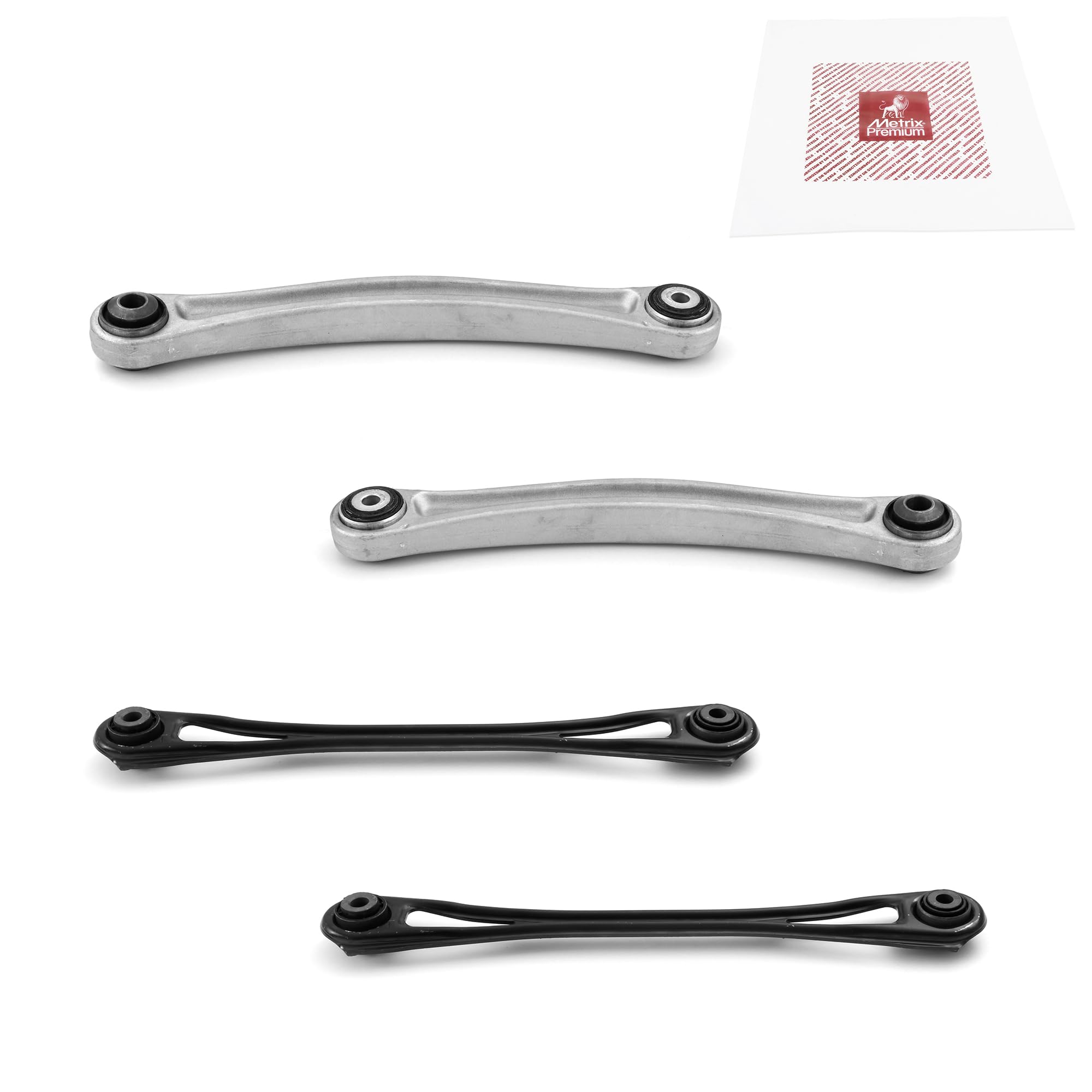 Metrix Premium Chassis Parts - 4 Pc L/R Rear Lower & Upper Rearward Control Arm Kit Fits 03-10 Porsche Cayenne, 07-15 Audi Q7, 0
