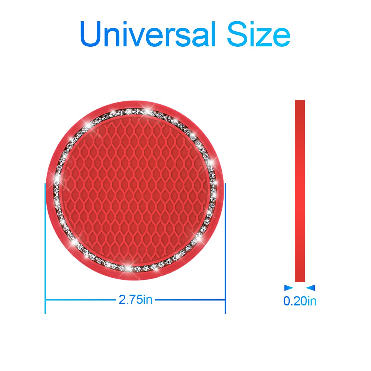 2 Pack Car Bling Cup Holder Coaster, 2.75 Inch Crystal Rhinestone Car Cup Holder Insert Coaster,Universal For Cars, Vehicles, Suvs, Car Interior Accessories For Women And Men (Red)