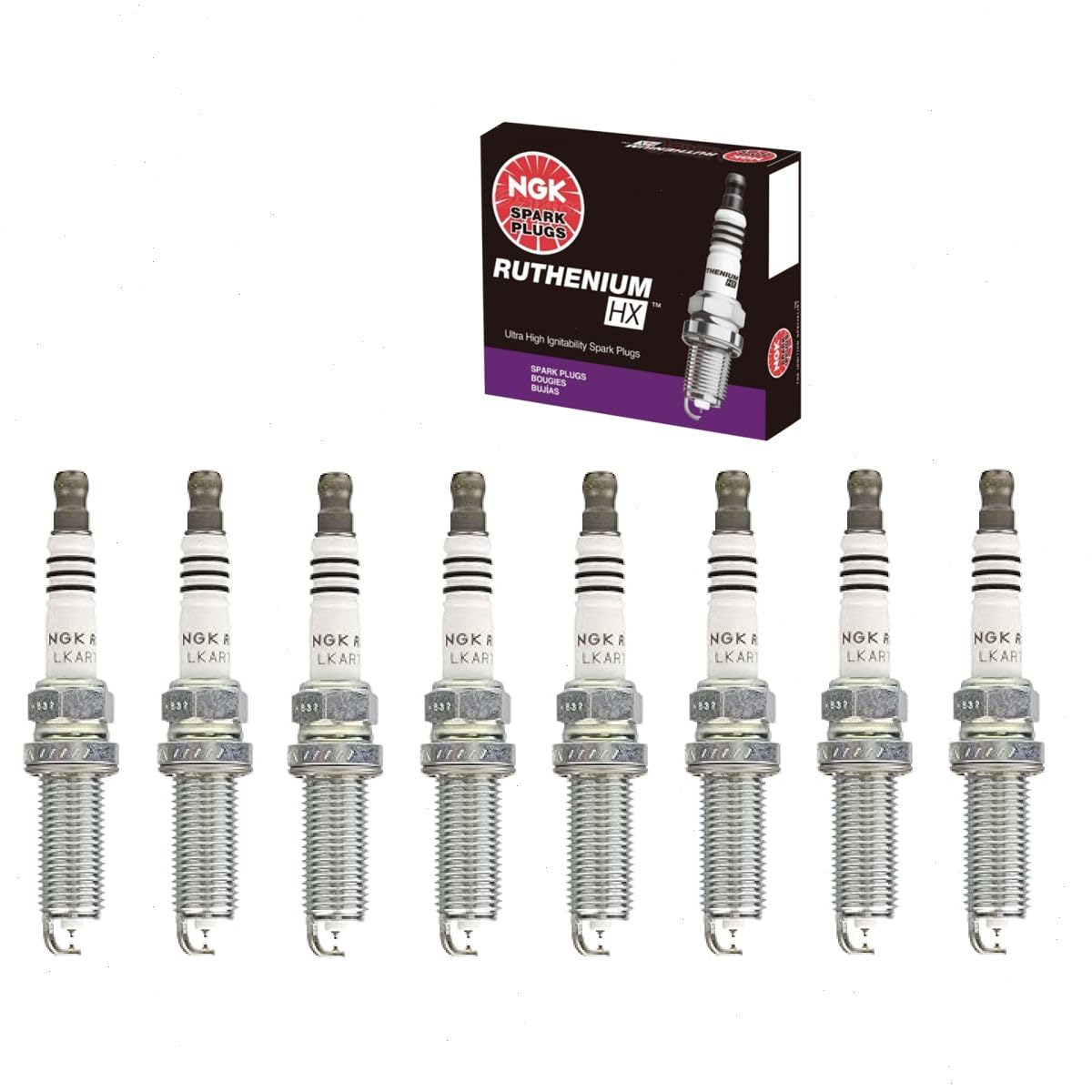 8 pc NGK Ruthenium HX Spark Plugs compatible with Ford F-150 5.0L V8 2018-2021