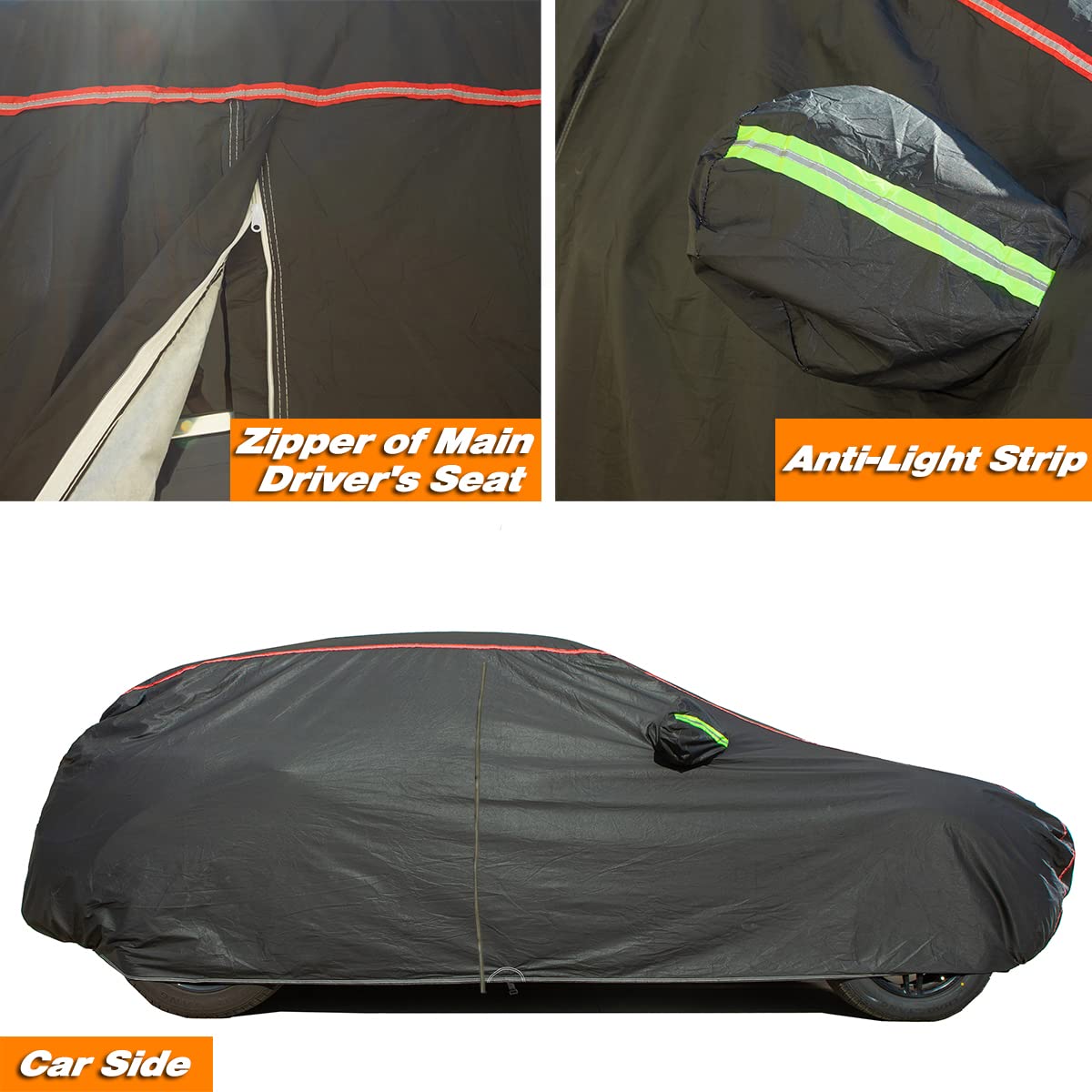 AUQDD 6-Layers PEVA New Material Sedan SUV Full Padded Car Cover Waterproof All Weather Weatherproof UV Sun Protection Snow Dust