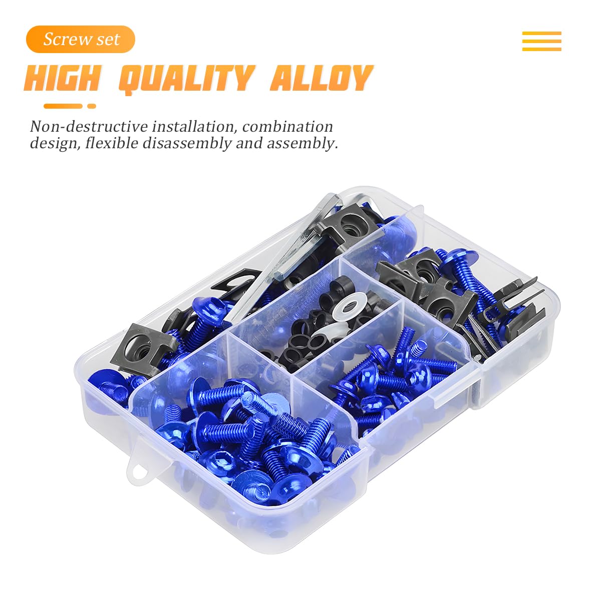 AICEL 177 Pcs Motorcycle Fairing Bolt Kit, Colorful Fasteners Bolts Nut Clips Set, M5 M6 Aluminum Motorcycle Windscreen Screws,