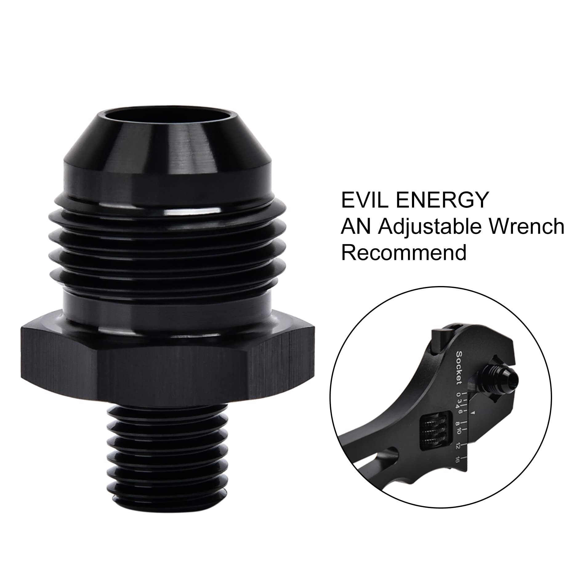 Evil Energy 8An Male Flare To M10 X 1.25Mm Male Metric Fitting Adapter Aluminium Alloy 2Pcs