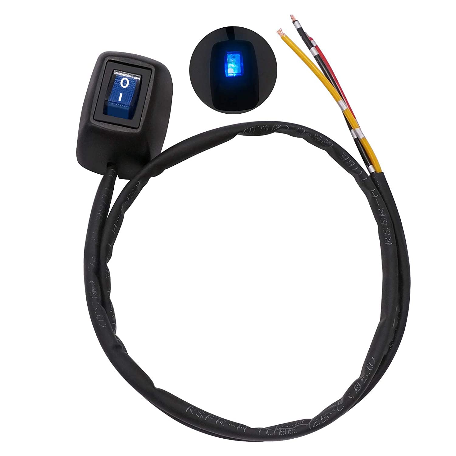 Twtade Paste Type Switch Car Push Button Switch With Led Light On/Off Dc12V/10A 24V/5A Water Drop Shape Diy Car Switch Spst Rocker Switch With 24'' Cable For Various Lamps And Lanterns H-016