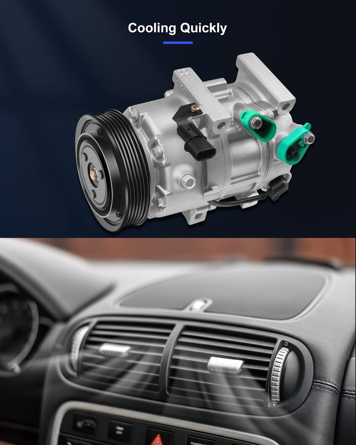 ECCPP AC Compressor for Hyundai Sonata & Kia Optima 2.0L/2.4L, Model 104076-5211-1405151, Silver, 2012-201