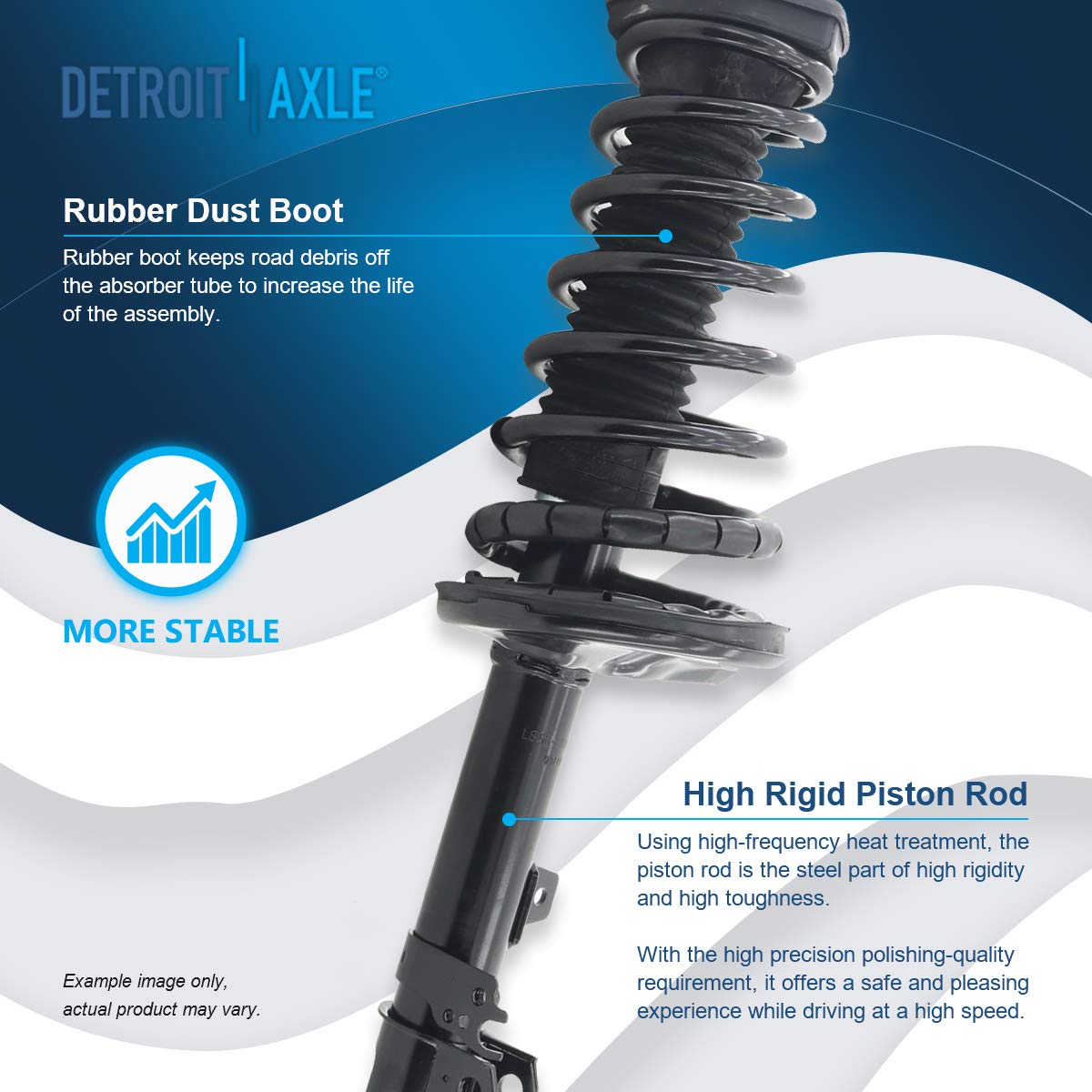 Detroit Axle - Rear Struts Sway Bars For 1997-2001 Toyota Camry 2.2L, 1999-2003 Solara Complete 2 Ready Struts With Coil Springs