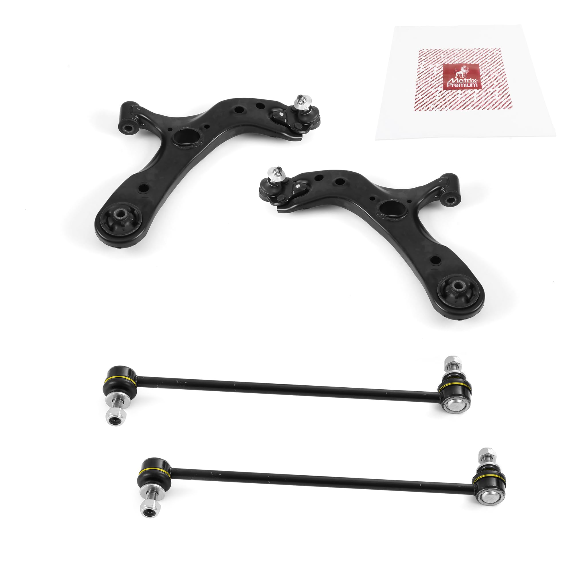 Metrix Premium Chassis Parts - 4 Pc Front Lower Control Arm & Front Sway Bar Stabilizer End Link Kit Fits 10-15 Toyota Prius, 12