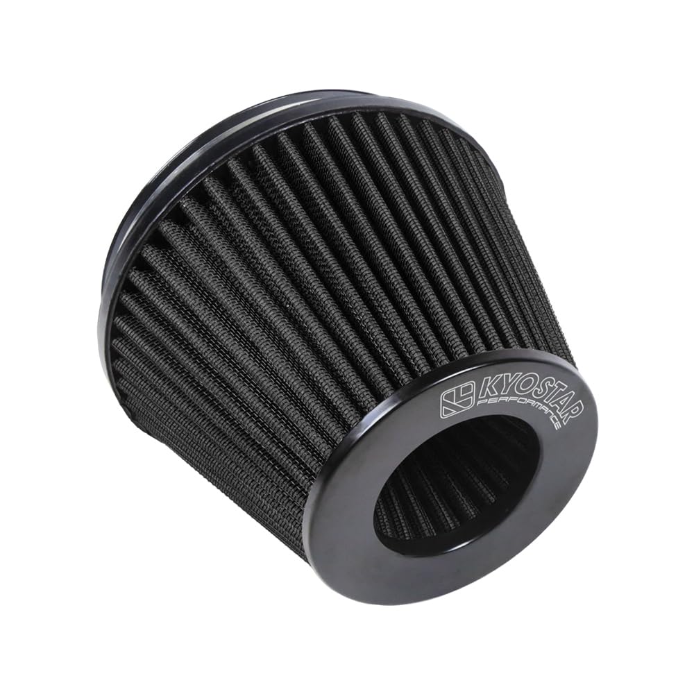 3/3.5/4Inch Inlet Cold Air Intake Cone Replacement Performance Washable High Flow Dry Air Filter (Black)