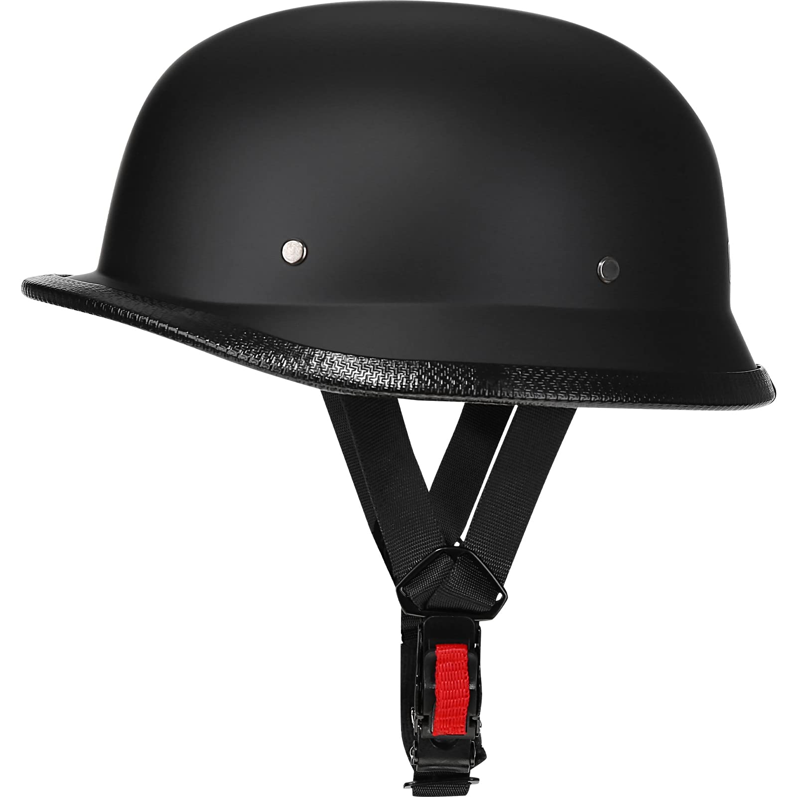 Yesmotor Helmet Half Shell German Motorcycle Helmet with Cycling Glasses - DOT Approved (Medium, Matte Black & Black)
