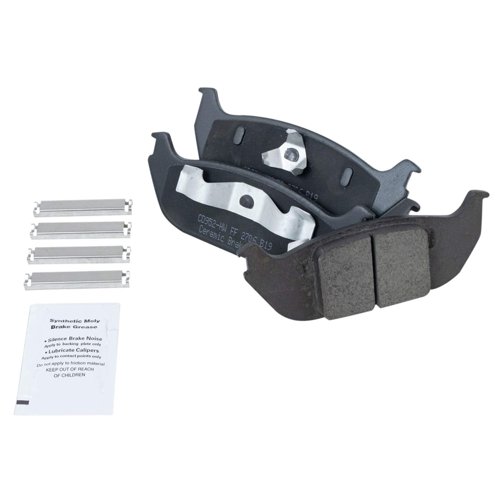 Trq Rear Brake Pad & Rotor Kit Brake Pads Brake Rotor Parking Brake Shoe Set Ceramic Compatible With 2003-2005 Lincoln Aviator