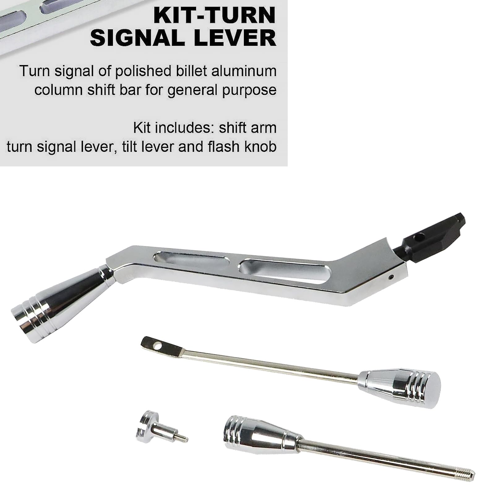 Bst Bssp Polished Billet Aluminum Column Shifter Lever,Turn Signal, Lever Hazard Boots & Tilt Kit For 1967-1994 Gm Columns Chevr