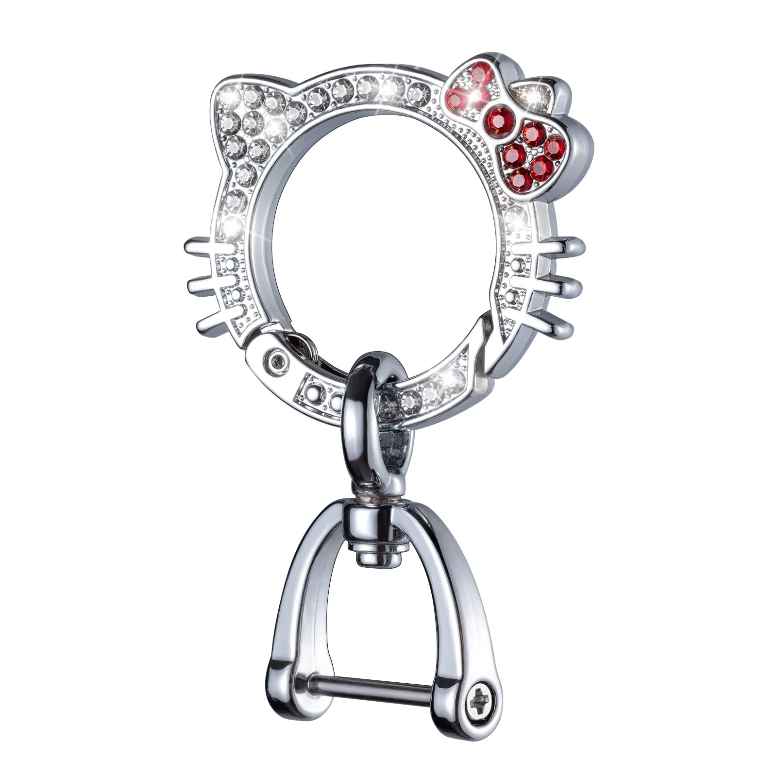 Pangpai Car Keychain for Women, Carabiner Keychain with Key Rings, Cute Crystal Rhinestone Key Chain Clip (Red)