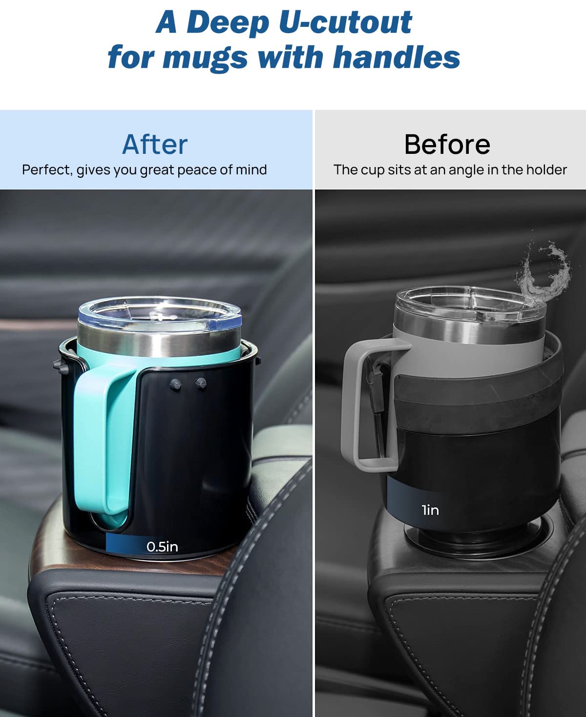 Joytutus Upgraded Car Cup Holder Expander With Offset Base, Compatible Yeti, Hydro Flask, Large For Hold 18-40 Oz Bottles And Mugs, Other In 3.4-3.8 Inch