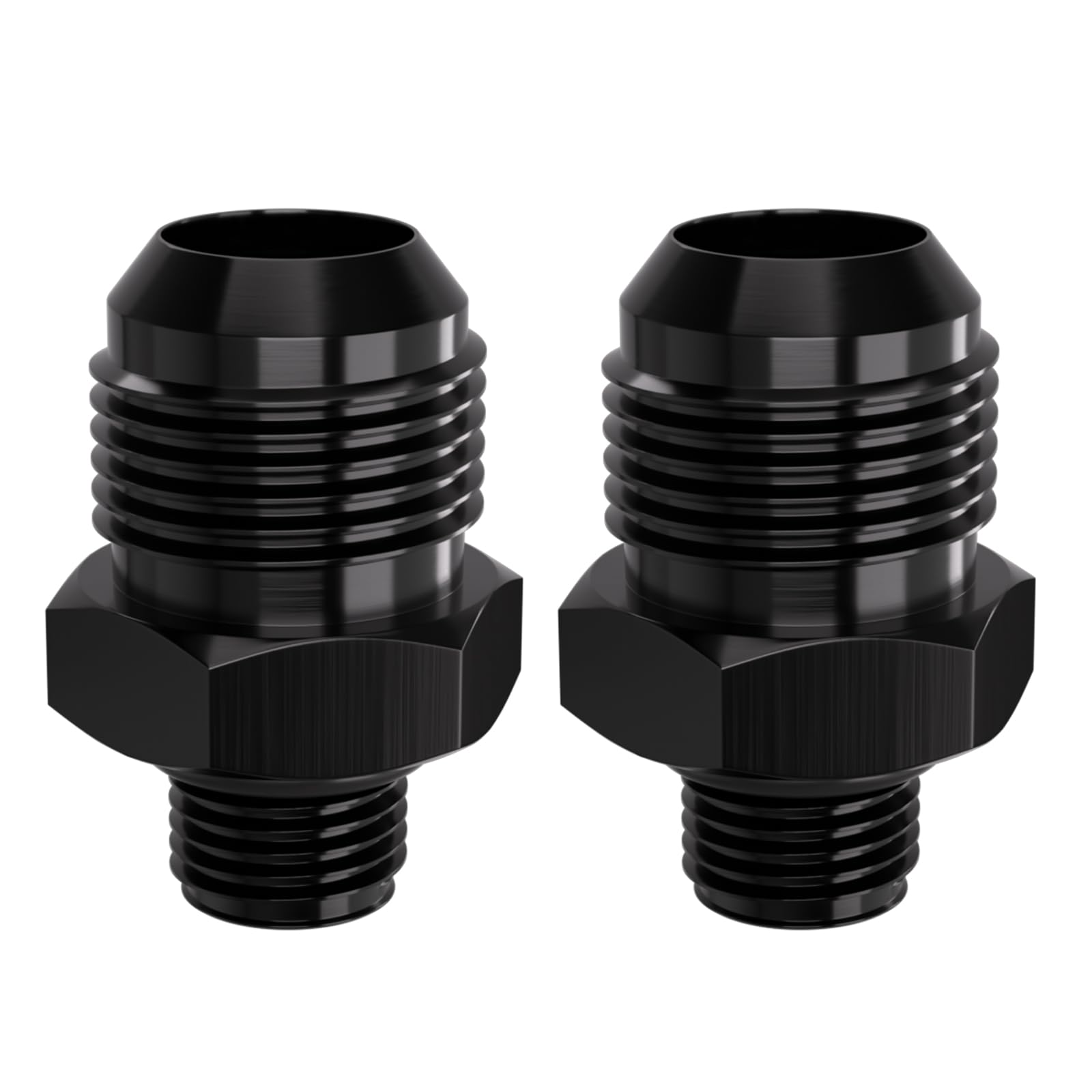 APIELE 10AN External Thread Expansion to 6AN ORB External Thread O-Ring Aluminum Black Adapter 2PCS (6AN ORB TO 10AN)